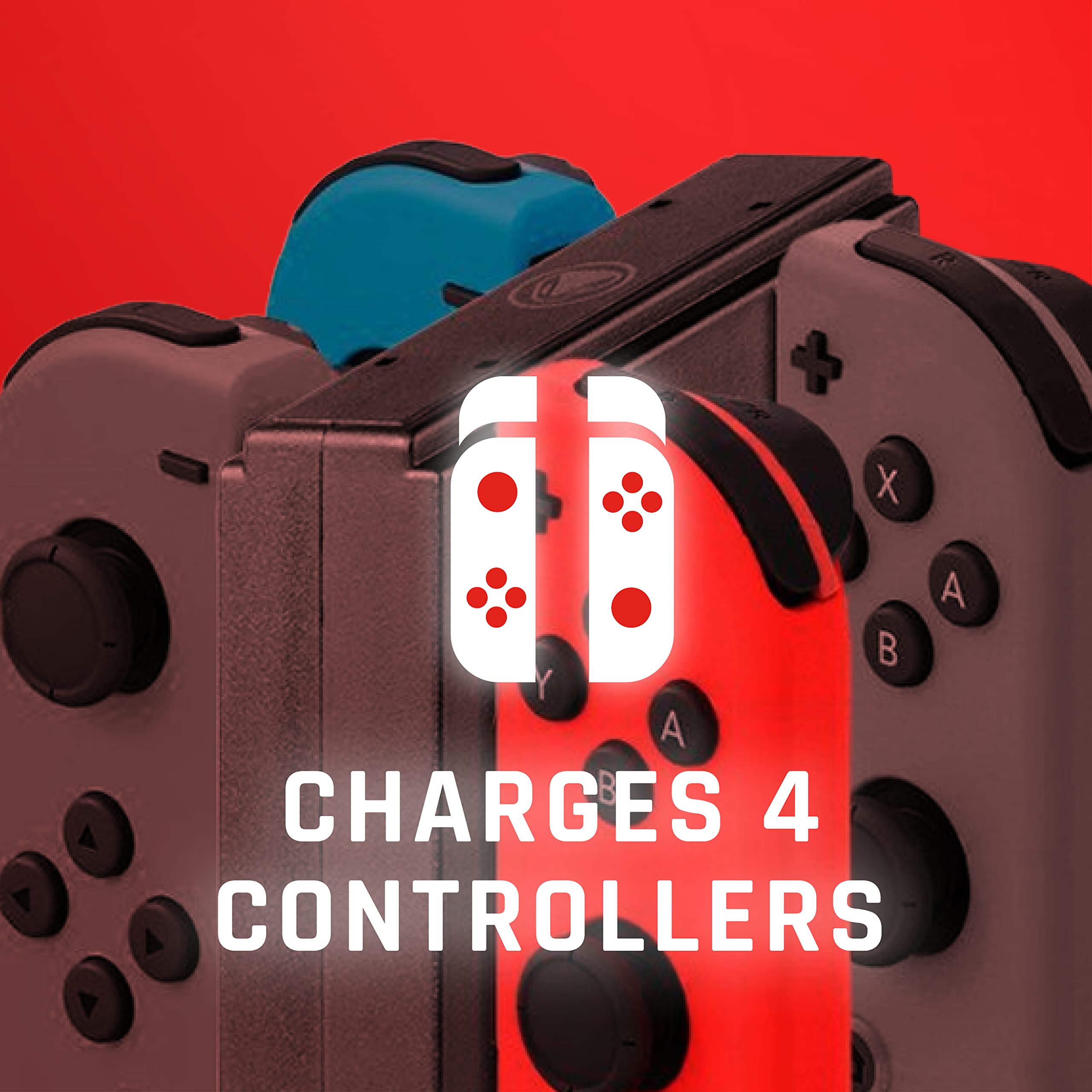 Snakebyte FOUR:CHARGE - 4-in-1 Controller Charging Station for Nintendo Switch - Dock for 4 Joy-Con Controllers, No Power Adapter Needed, LED Charging Indicator, Fast Charging | Perfect for Multiplayer Gaming & Controller Organization