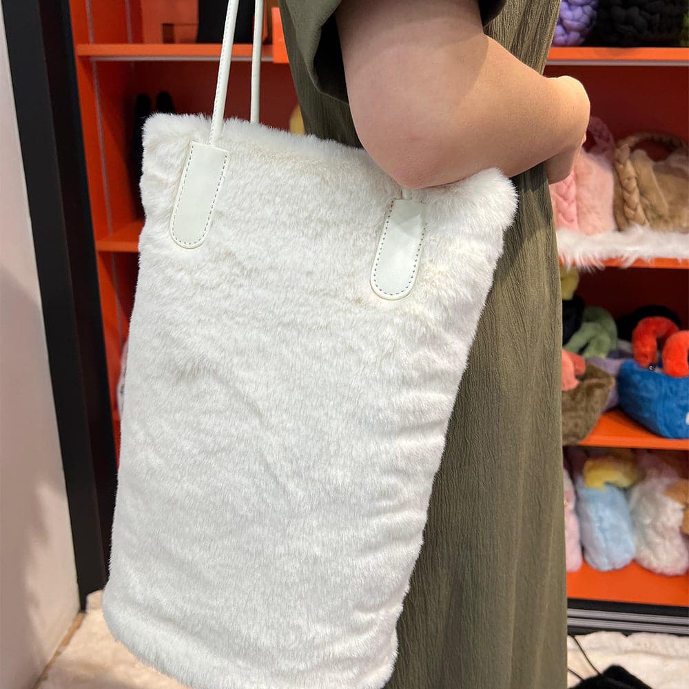 AG Collective Faux Fur Tote Bag for Women - Stylish Underarm & Shoulder Purse - Perfect for Work, Travel and Everyday Use