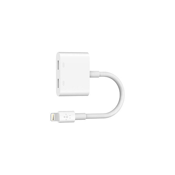 Belkin Lightning Rockstar Adapter - White | Fast Charging & Audio Sync for iPhone & iPad | Perfect for Home, Office & Travel