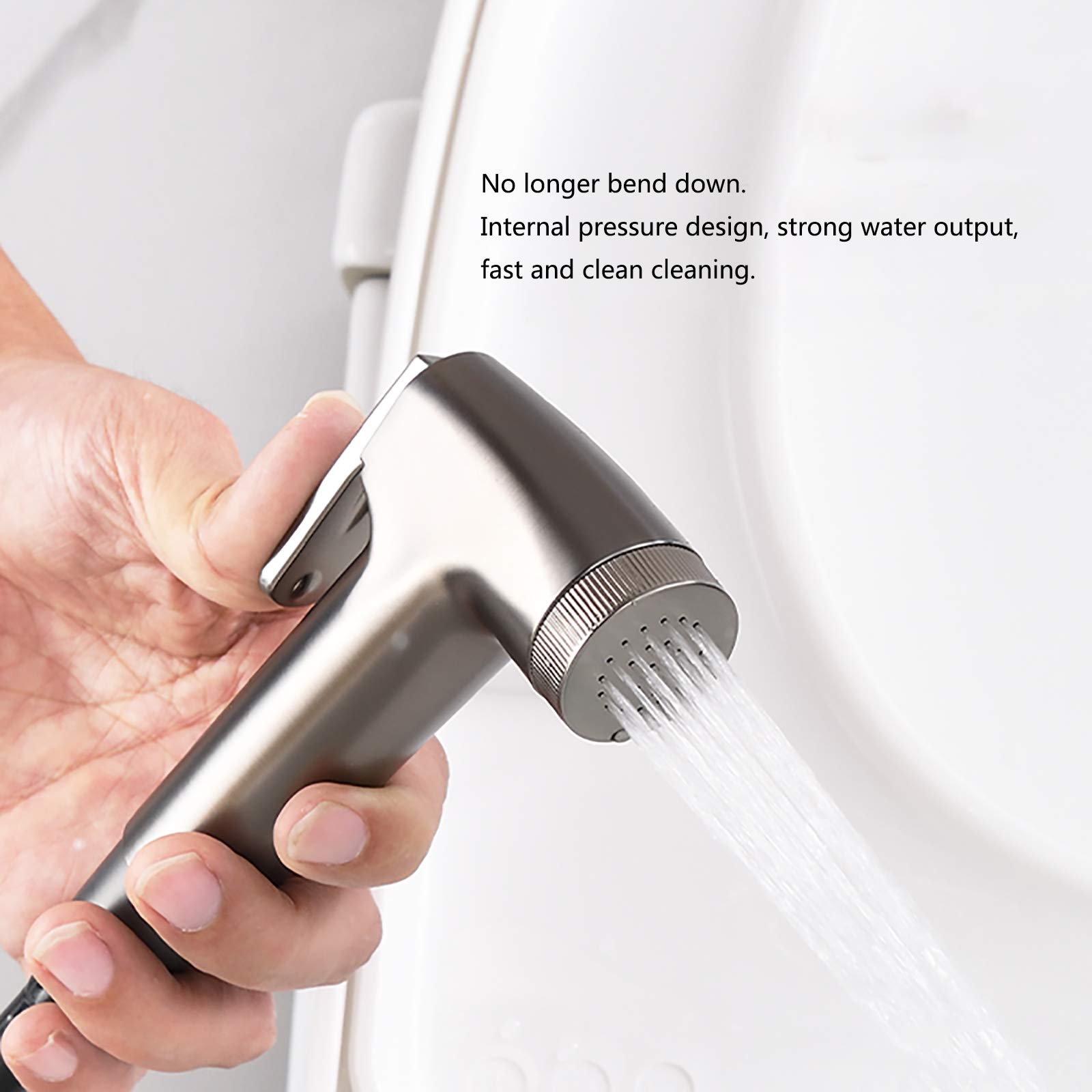 Portable Handheld Bidet Sprayer for Toilet - Brass Cold Water Bidet Sprayer Kit with PVC Shower Hose - Perfect for Bathroom Hygiene, Cloth Diaper Cleaning & Pet Washing (Chrome)