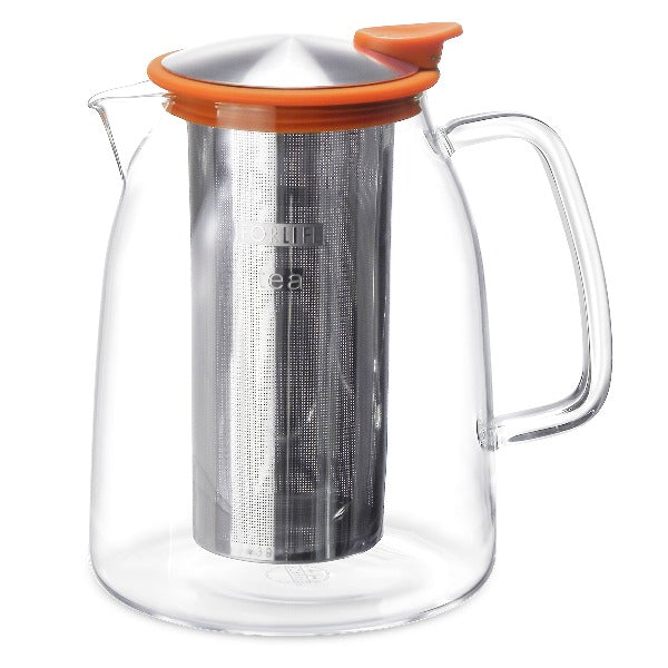 FORLIFE Mist Iced Tea Jug with Removable Basket Infuser - 68oz Glass Pitcher for Cold Brew Tea, Sun Tea & Iced Beverages - Perfect for Summer Parties, BBQs & Outdoor Gatherings