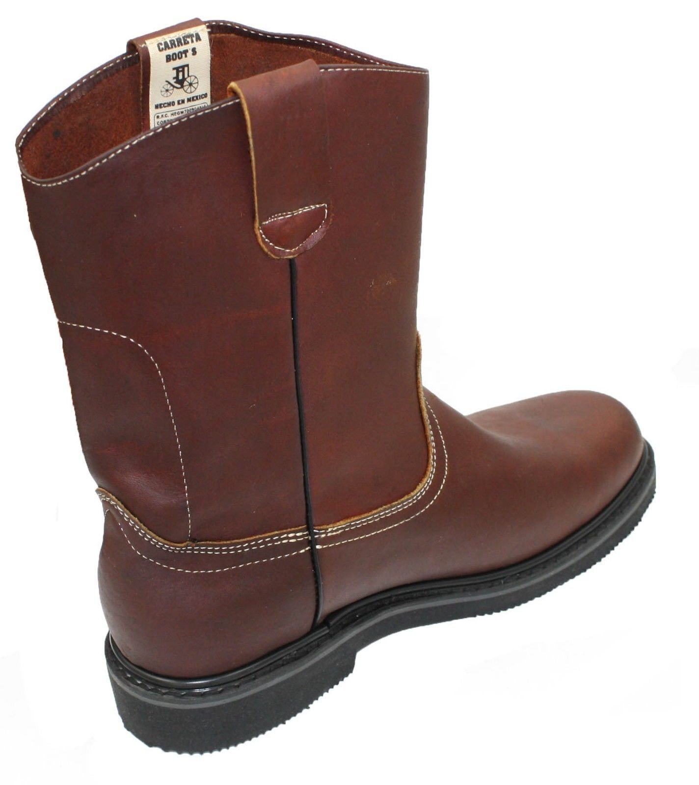 Men's Slip Resistant Leather Work Boots - Oil & Waterproof Pull On Boots for Construction, Landscaping & Outdoor Work