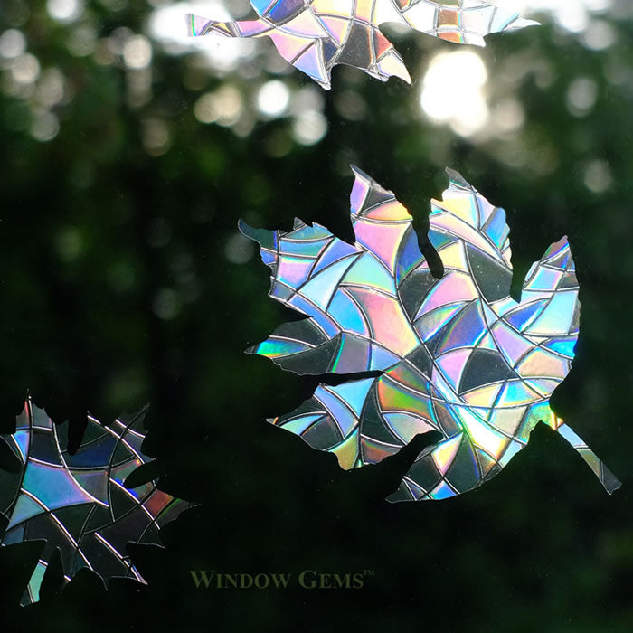 Mixed Leaves Window Gems - Set of 9 Stained Glass Sun Catchers for Home Decor, Wedding & Party Decorations - Perfect for Windows, Doors & Gifts
