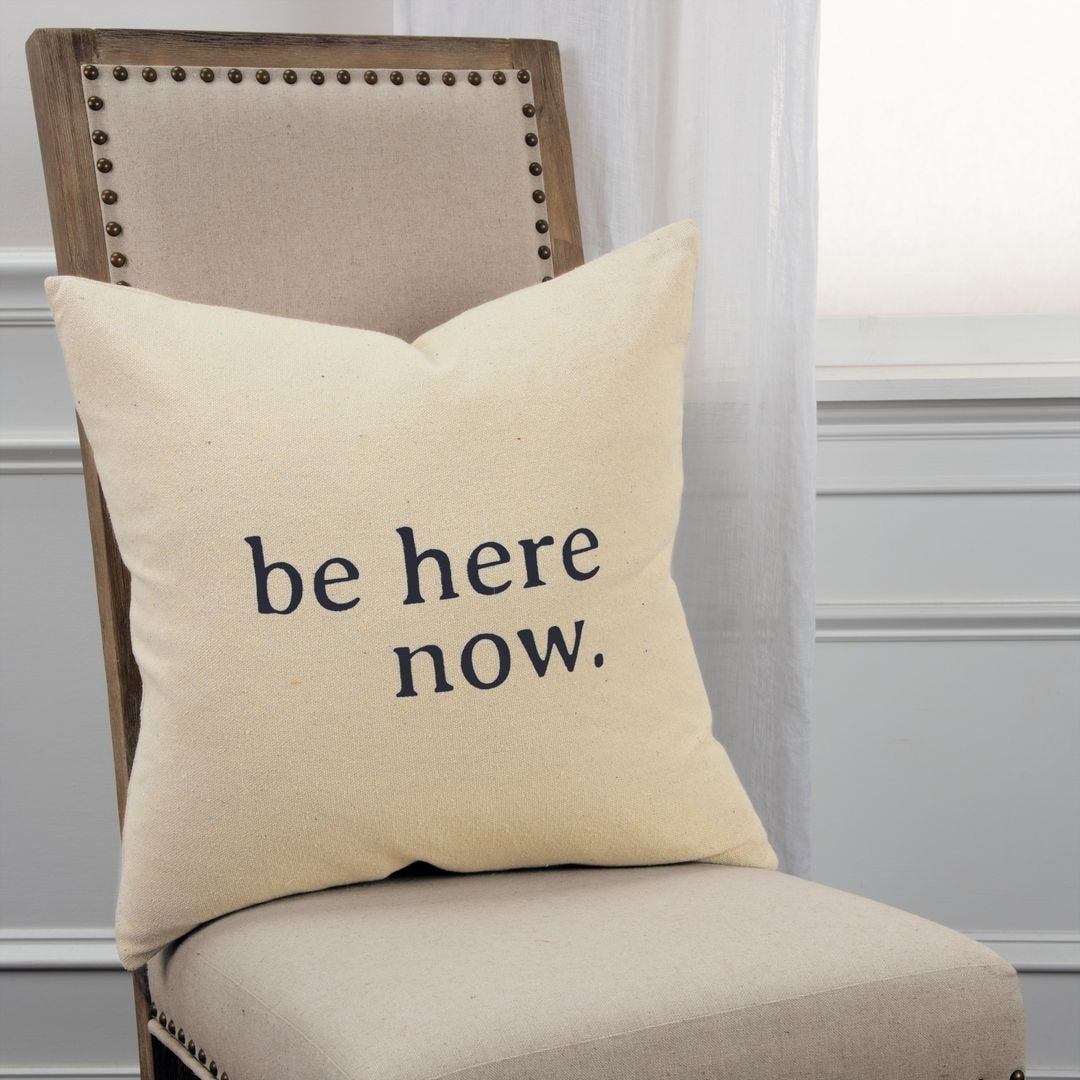 Be Here Now Decorative Pillow - Boho Chic Home Decor for Living Room, Bedroom & Couch