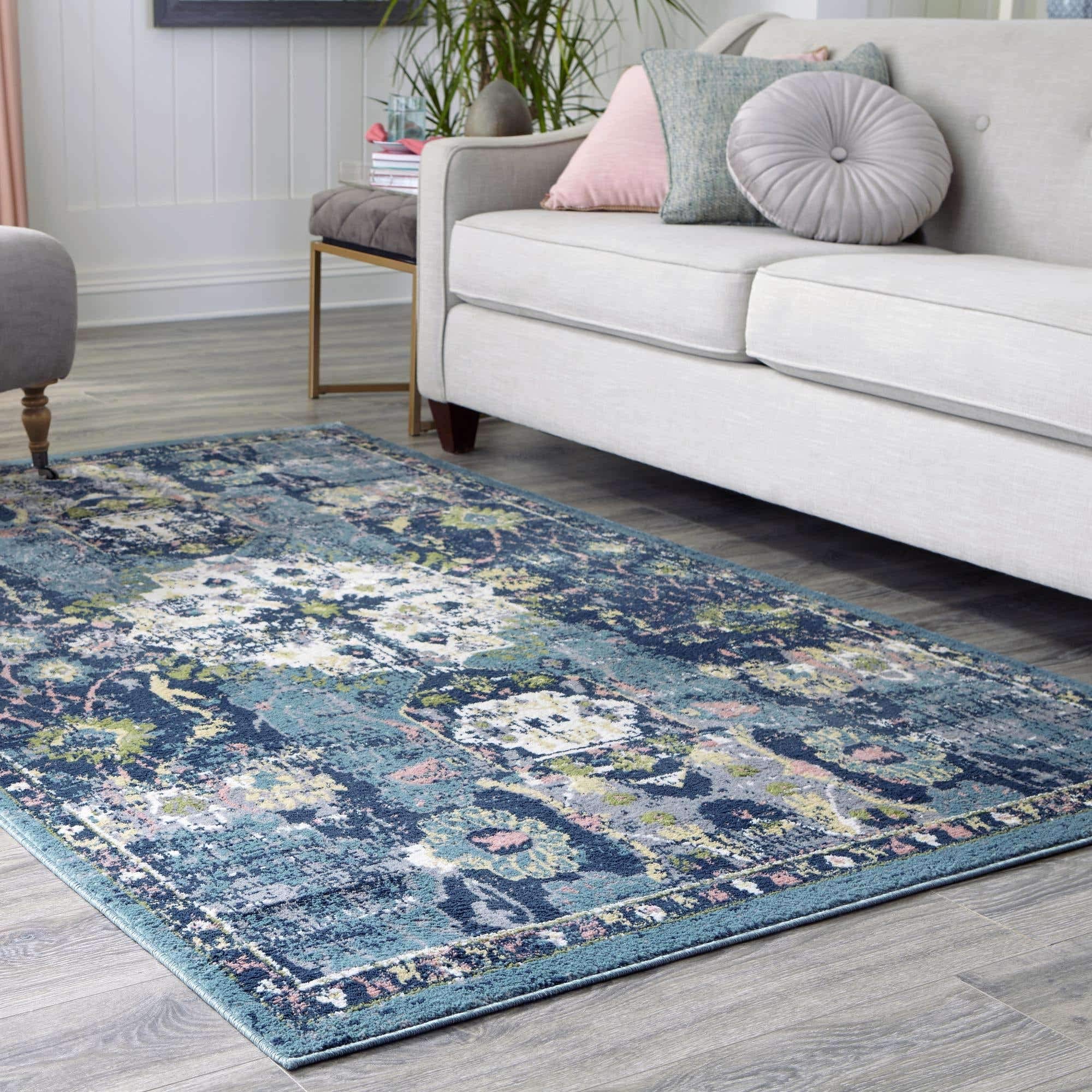 Unique Loom Sumter Collection Area Rug - Aiken 9' x 12' Rectangle in Navy Blue & Blue | Soft & Durable for Living Room, Bedroom Decor | Free Shipping