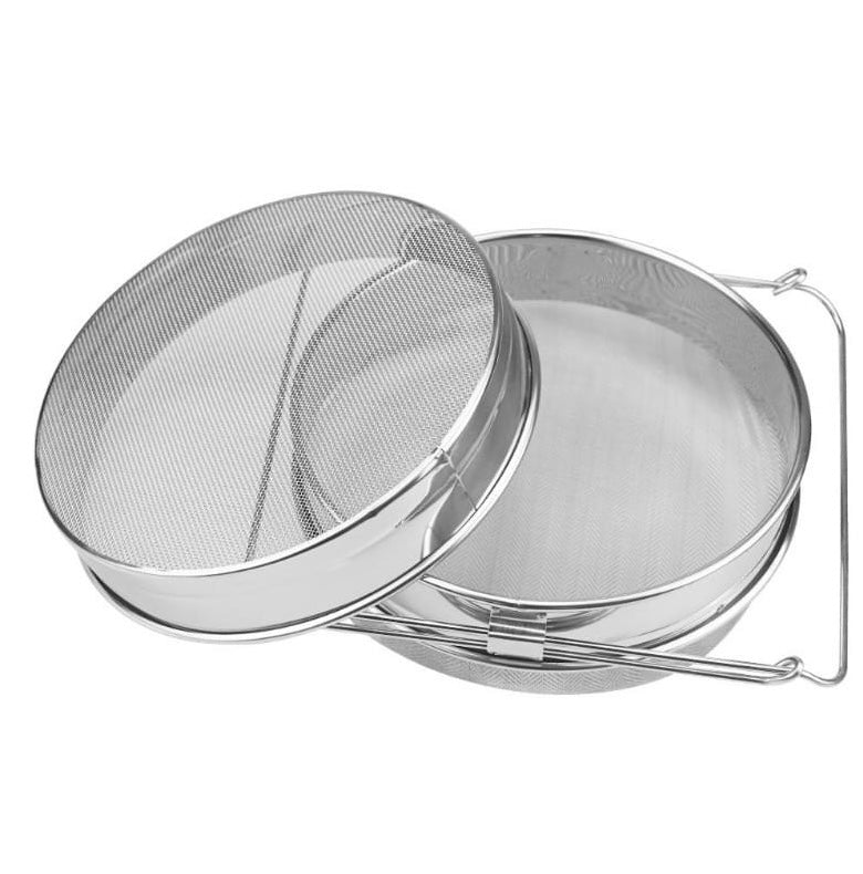 Premium Stainless Steel Double Mesh Honey Strainer - Fine & Coarse Filter for Pure Honey Extraction - Perfect for Beekeeping, DIY Honey Processing & Kitchen Use