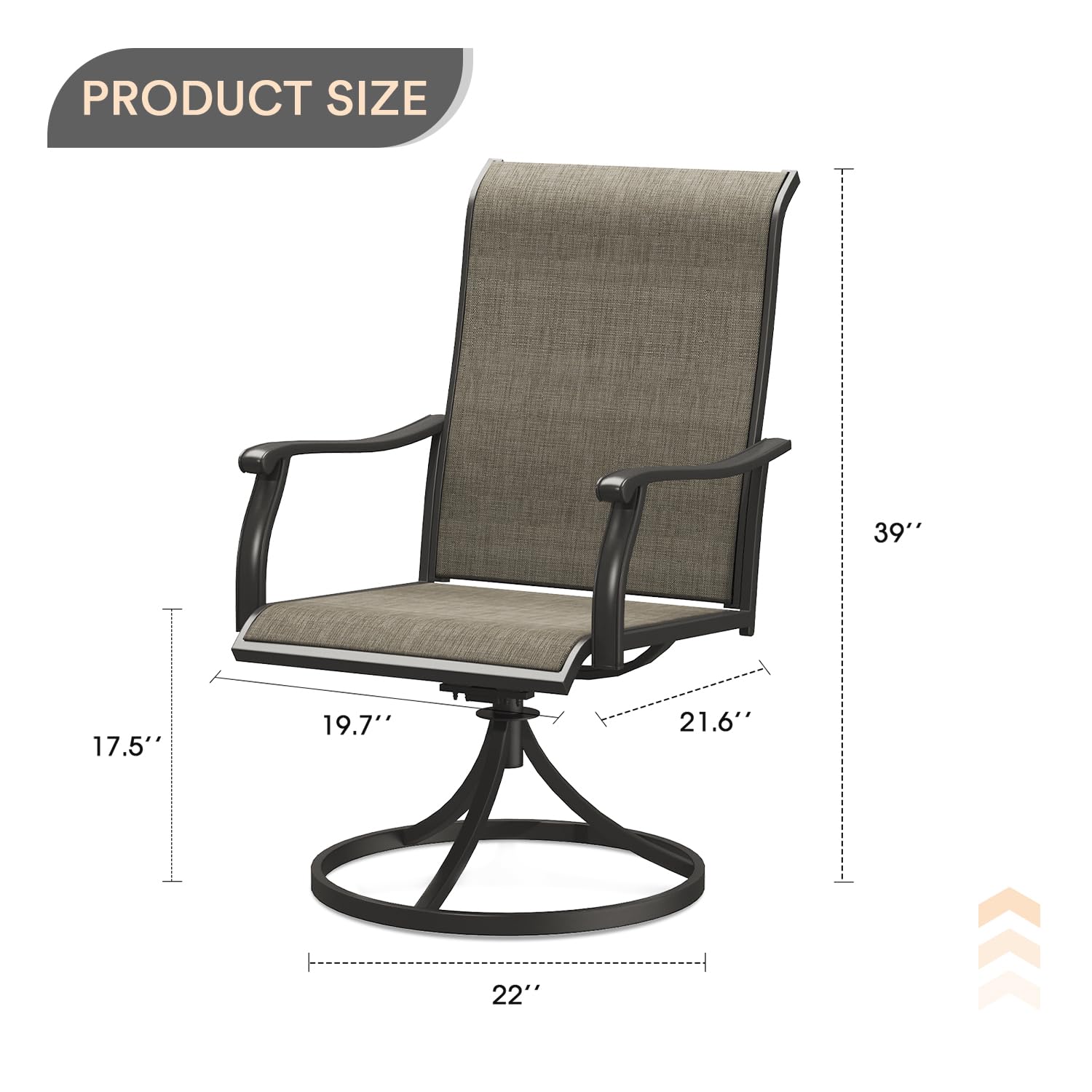 VICLLAX 4-Piece Patio Swivel Dining Chairs Set with Armrests - Textilene Fabric Outdoor Chairs, Black Metal Frame - Perfect for Backyard, Poolside & Garden Relaxation