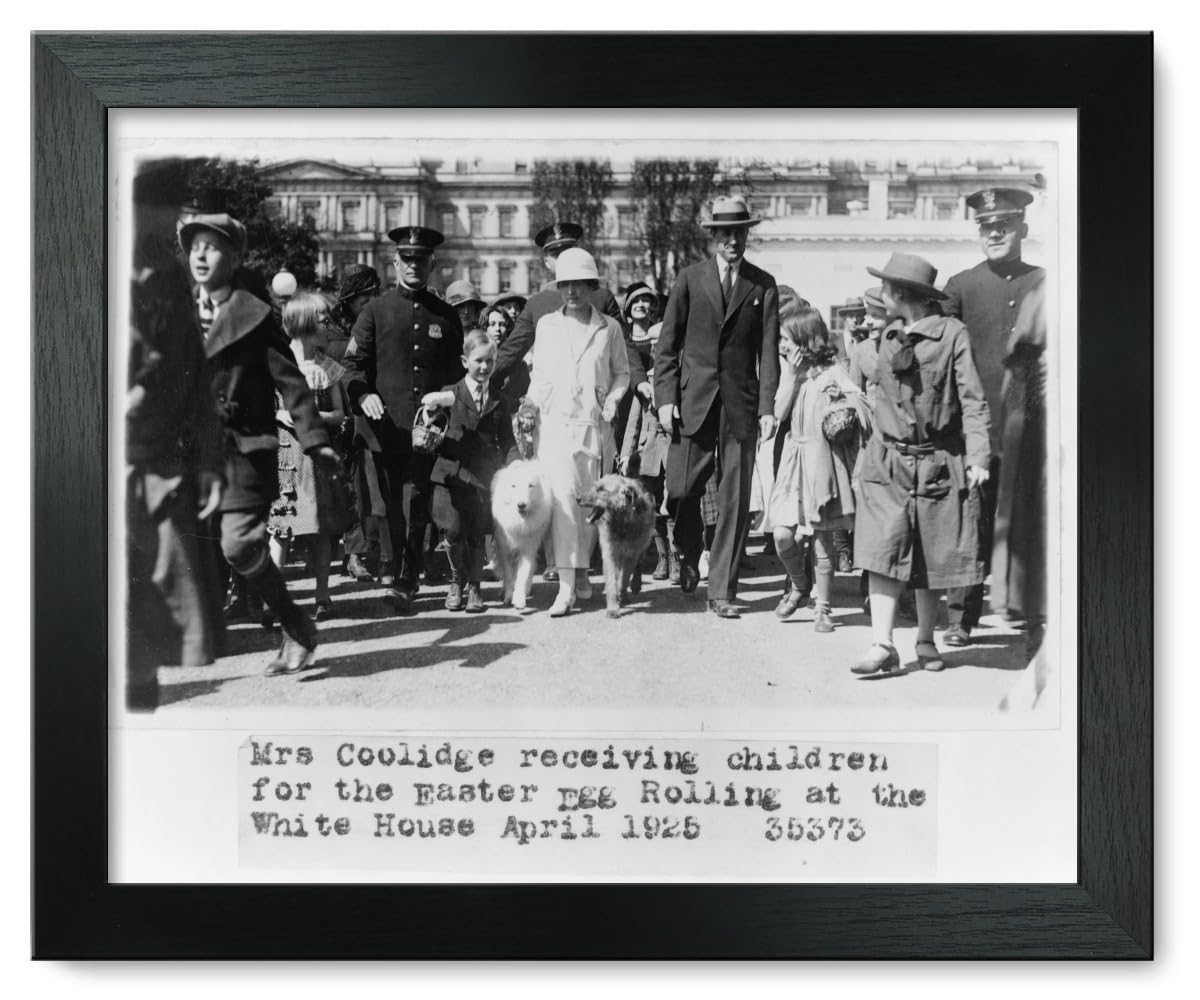 12x15 Framed Print - Mrs. Coolidge Receiving Children for Easter Egg Rolling - Vintage Wall Art for Home & Office Decor - Perfect for Living Room, Bedroom or Gift