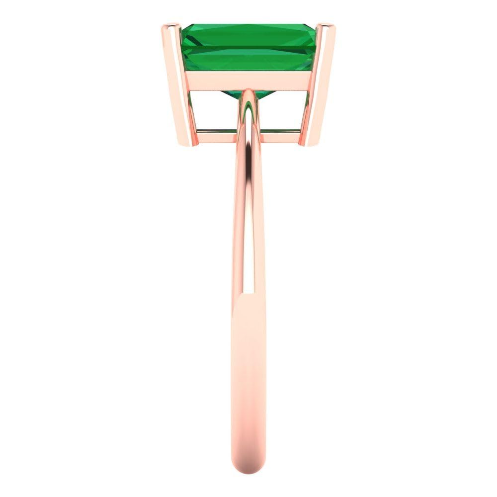 2.5ct Radiant Cut Simulated Emerald Solitaire Ring - 18K Rose Gold Engagement, Wedding, Bridal, Promise & Anniversary Jewelry - Perfect for Proposals, Bridal Sets & Special Occasions