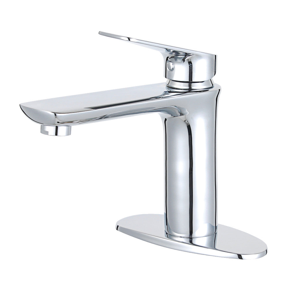 Frankfurt Single Handle Bathroom Faucet with Deck Plate and Drain - LS4203CXL by Fauceture | Modern Water-Saving Design for Bathroom Sink, Vanity, and Powder Room Installation