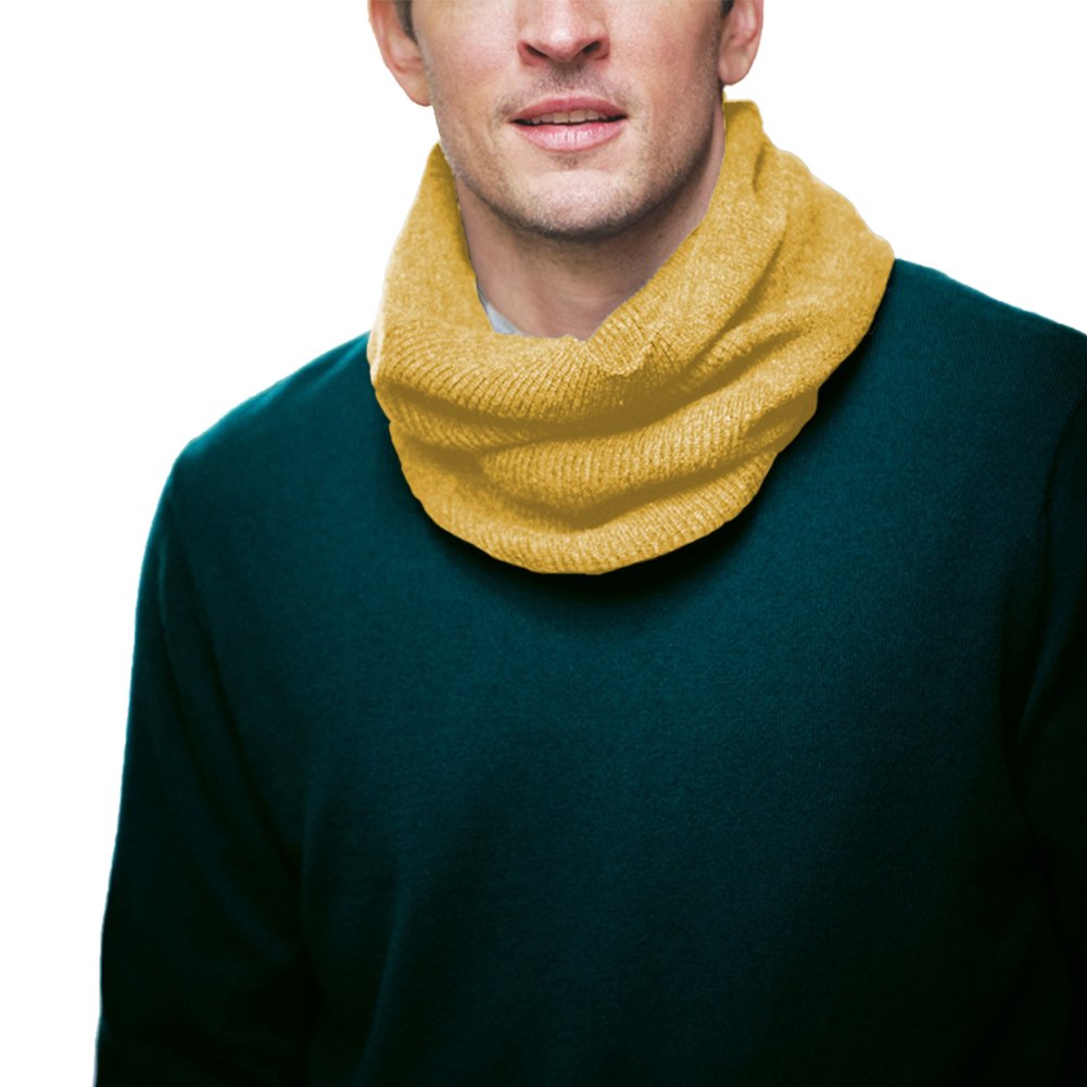 Parisbonbon Men's 100% Cashmere Ribbed Neck Warmer Scarf - Soft Winter Accessory in Vanilla Yellow, One Size Fits All - Perfect for Cold Weather, Outdoor Activities & Stylish Layering