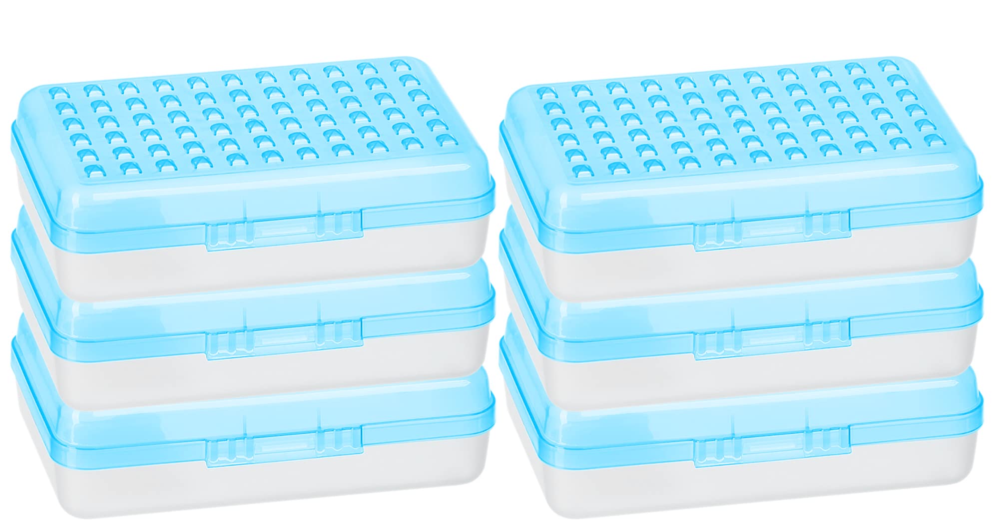 Enday Plastic Pencil Case with Snap Closure - Small Dots Design School Supplies Organizer for Kids & Adults (6-Pack, Blue/Pink/Grey/Purple/Red/Green) - Perfect for Classroom, Office & Travel Storage