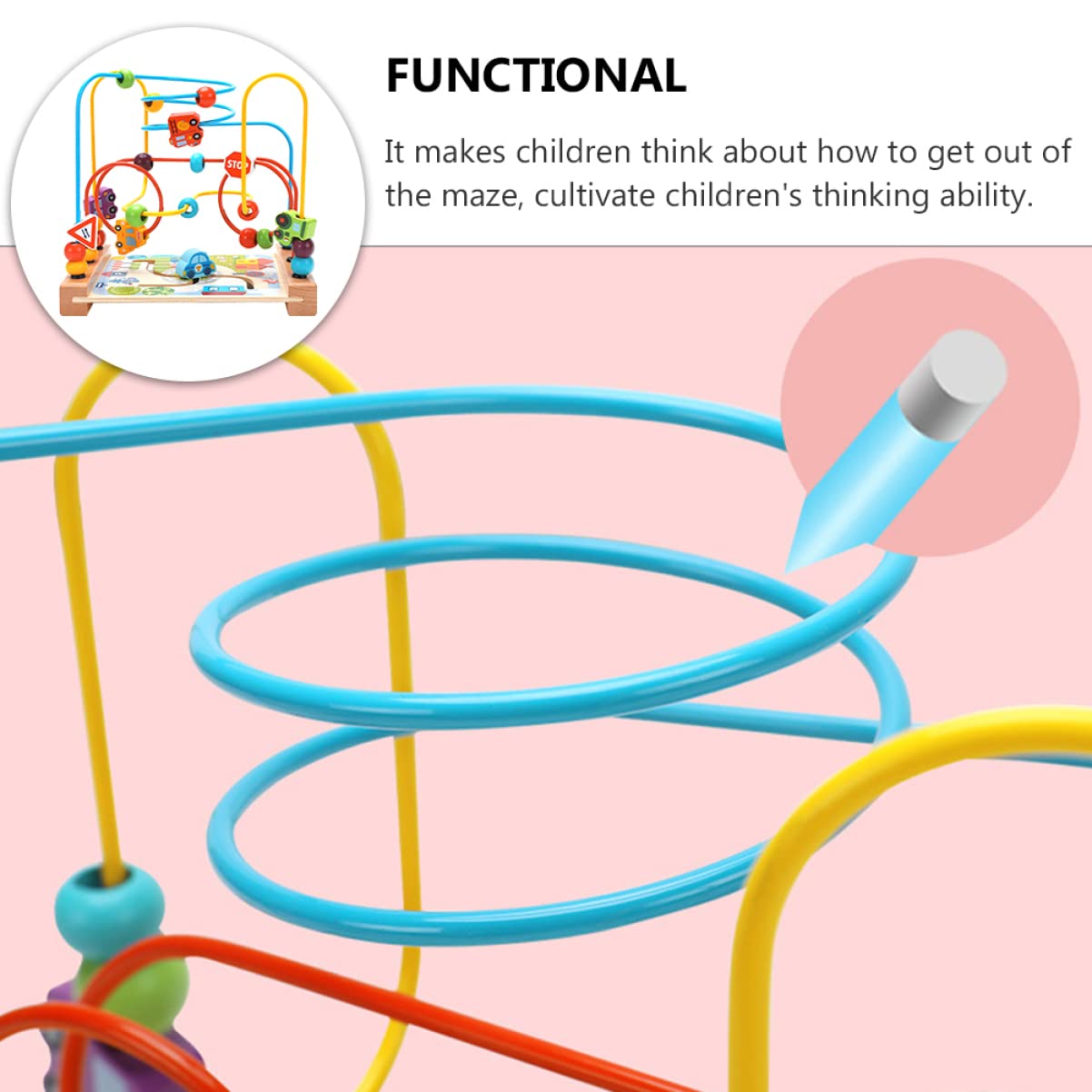ibasenice 2 Pcs Wooden Bead Maze Roller Coaster Toy - Montessori Abacus Activity Cube for Toddlers & Kids - Educational Learning Toy for Counting & Fine Motor Skills - Perfect for Preschool Classroom, Daycare & Home Play