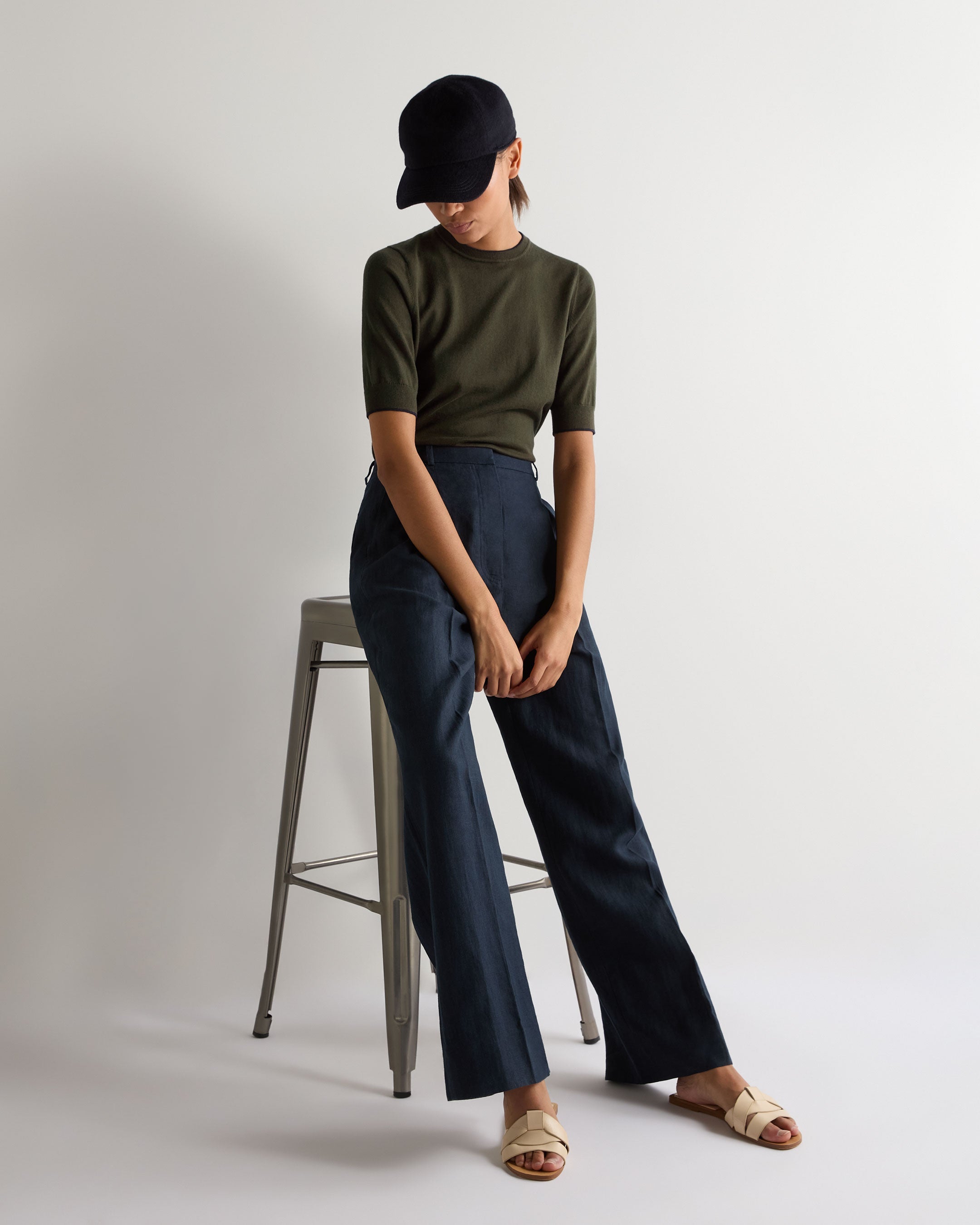 Premium Women's Cotton Cashmere Blend T-Shirt - Soft Breathable Comfort Fit - Arabica Khaki Green Color - Perfect for Casual Wear, Layering & Everyday Outfits