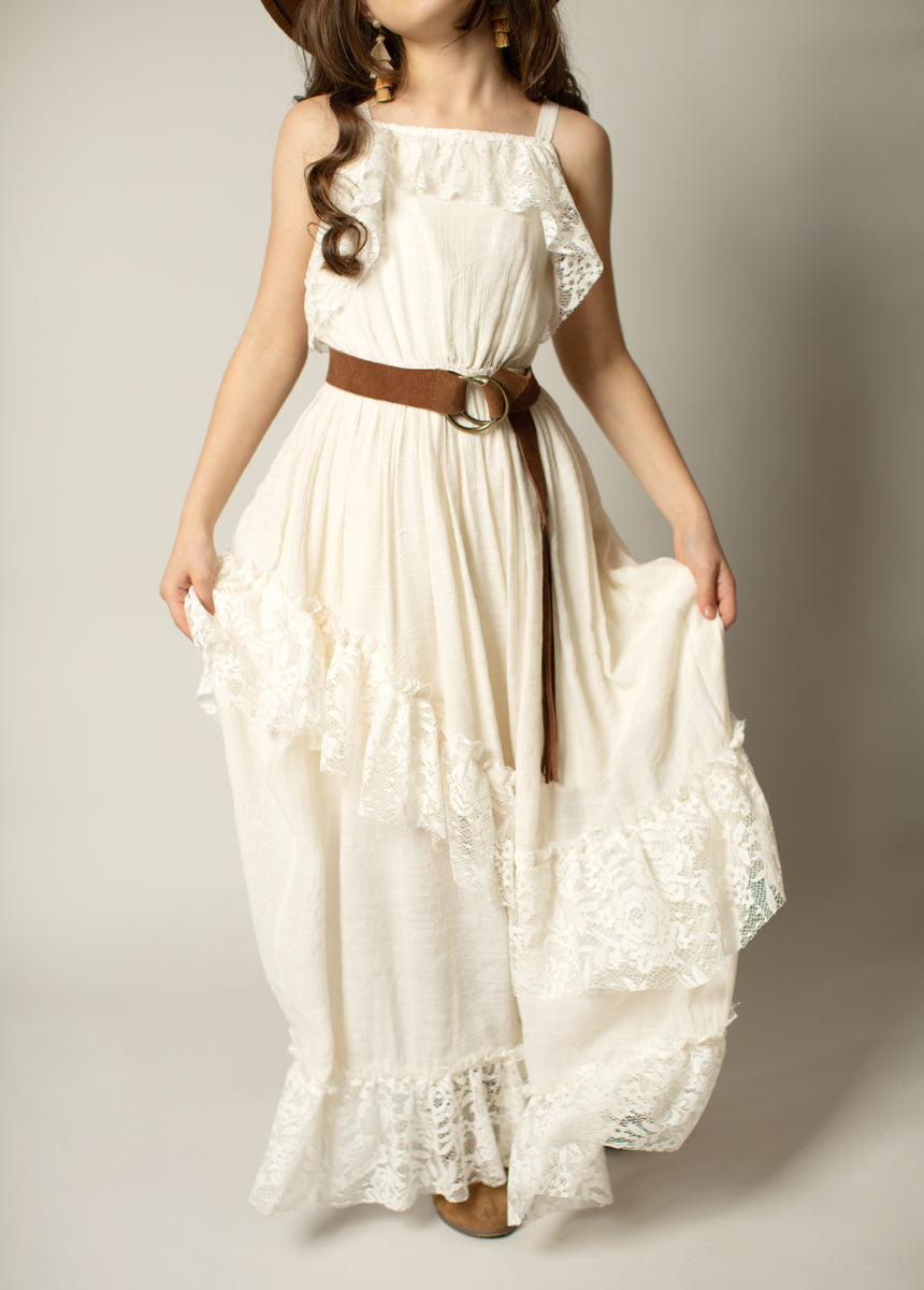 Cream Siti Dress for Women - Elegant Flowy Maxi Dress for Summer, Beach, Wedding & Special Occasions