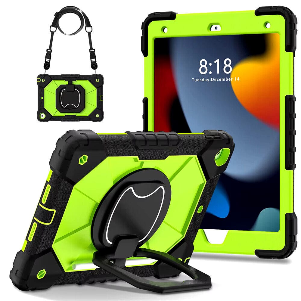 Shockproof Kids Case for iPad Air 1st Generation 9.7 Inch - Heavy Duty Protective Cover in Green & Black - Perfect for School, Travel, and Outdoor Activities