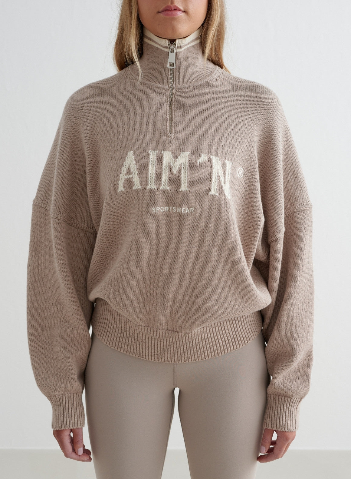 Dark Clay College Knitted Half Zip Sweater - Cozy & Stylish Pullover for Men & Women - Perfect for Campus, Fall Outfits & Casual Wear