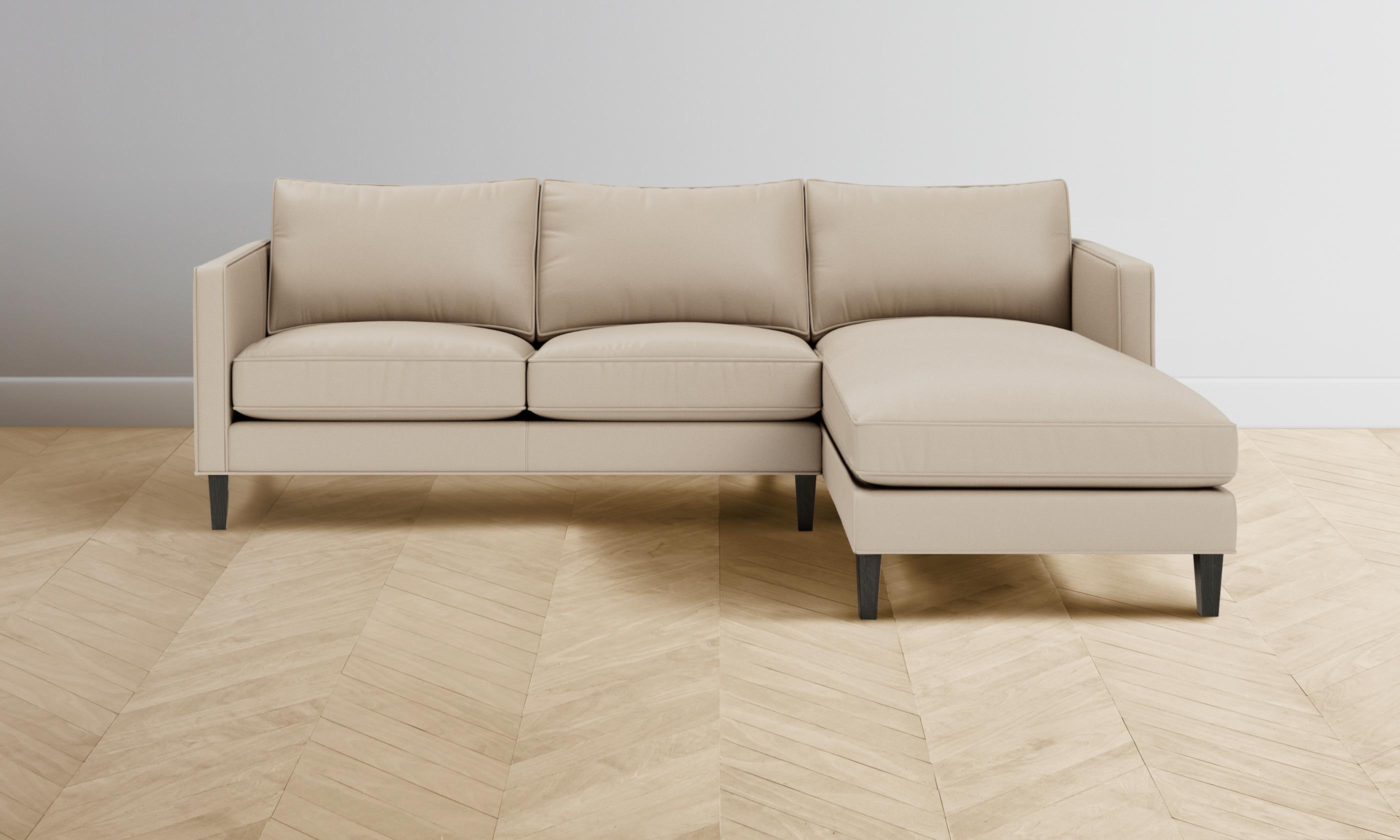 Premium Crosby Sectional Sofa with Pebbled Leather Upholstery in Stone Color - Perfect for Living Room, Lounge & Home Theater Seating