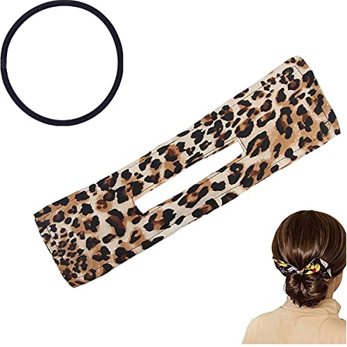 Girls Hair Bun Maker Clip - Magic Hair Bands for Women, Summer Knotted Wire Headband with Leopard Print, Easy-to-Use Hairpin Braider for Ponytails & Updos | Perfect for School, Work & Special Occasions