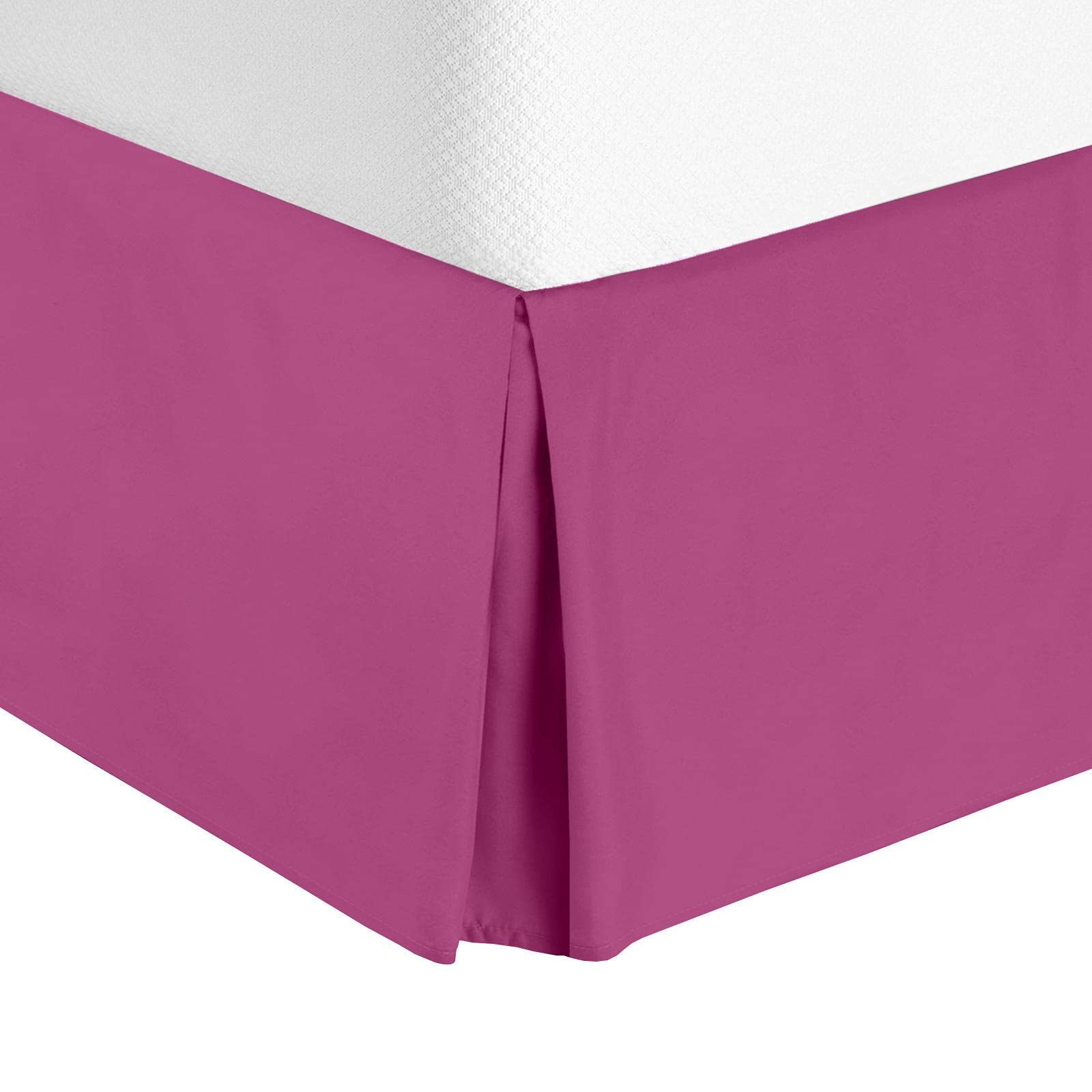 Pleated Tailored Bed Skirt - 14” Ruffle, Full XL in Magenta for Modern Bedroom Decor