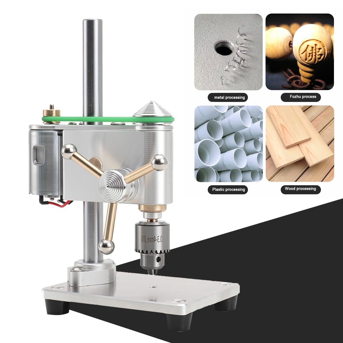Mini Drill Press - Precision Variable Speed Benchtop Drill Press Machine | Electric Portable Bench Drill with JT0 Chuck & 360° Rotation | Perfect for Metal, Wood, Jewelry Making & DIY Crafts | Home Workshop & Professional Use