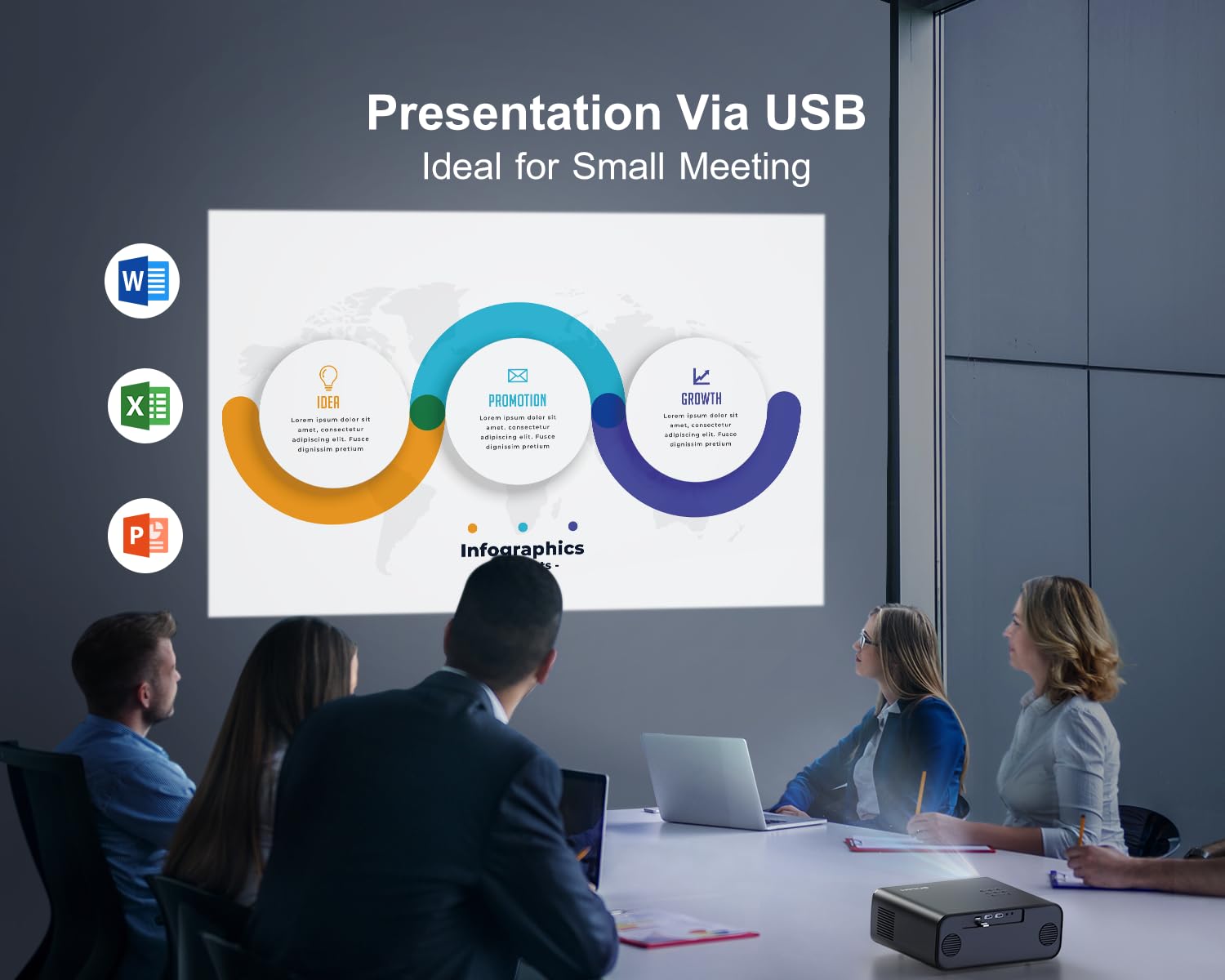 Auto Focus & Keystone Projector - 30000 Lumen WiFi 6 Bluetooth Full HD 1080P Portable Projector with 4K Support, 4D/4P Keystone Correction, 50% Zoom, 300