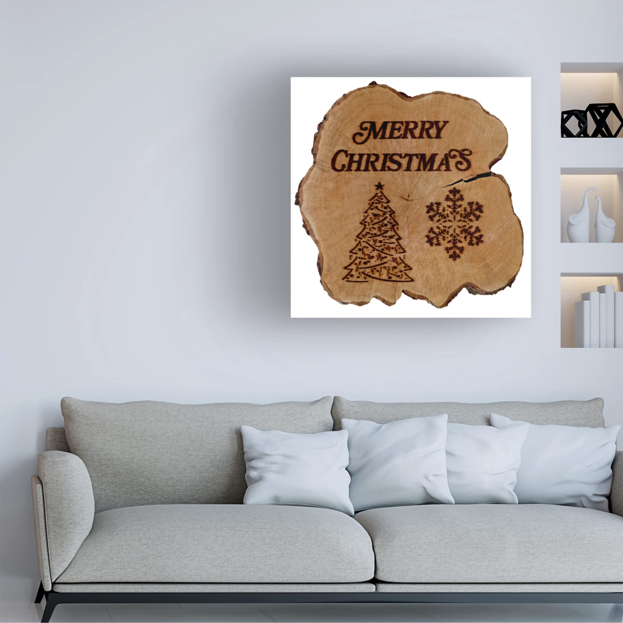 Trademark Fine Art 'Christmas Branding on Wood' Canvas Wall Art by Cora Niele - Perfect for Holiday Home Decor, Christmas Gifts & Festive Living Room Accents