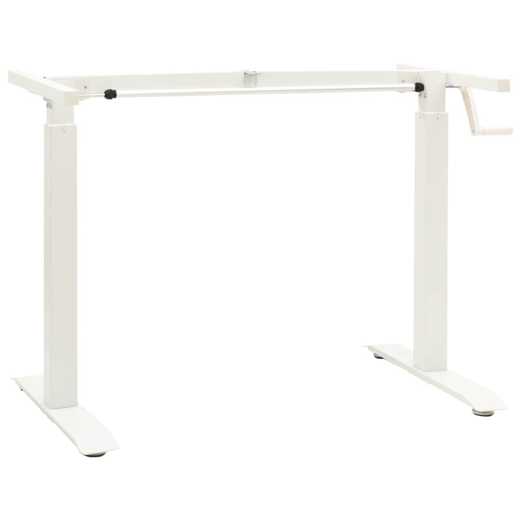 Adjustable Standing Desk Frame - Manual Hand Crank Height Adjustable Workstation, White - Perfect for Home Office & Study Room Ergonomics