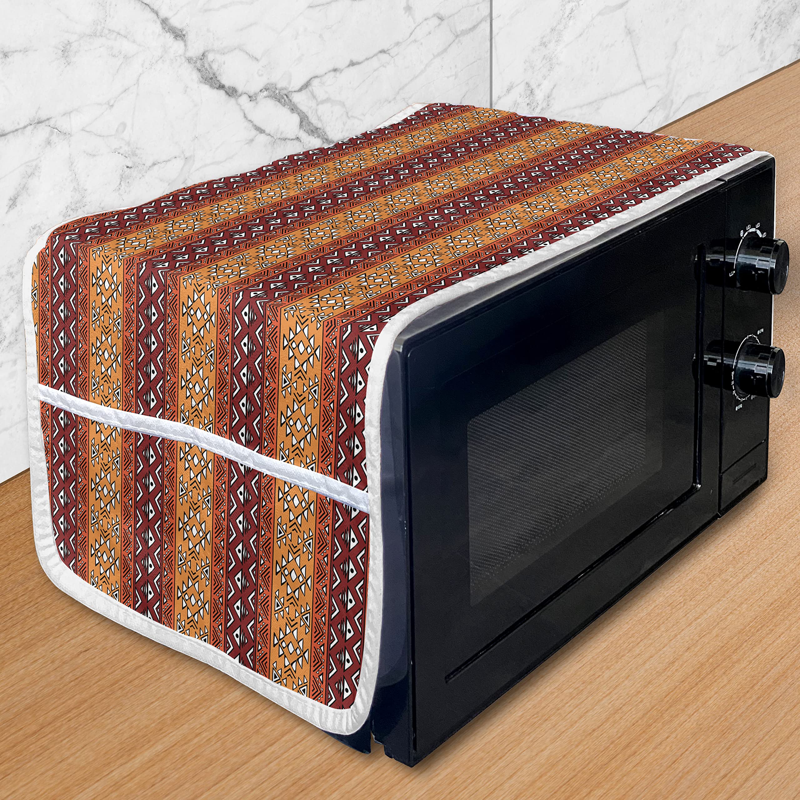 Ambesonne Tribal Microwave Oven Cover - Water Resistant Kitchen Organizer with Pockets, 36