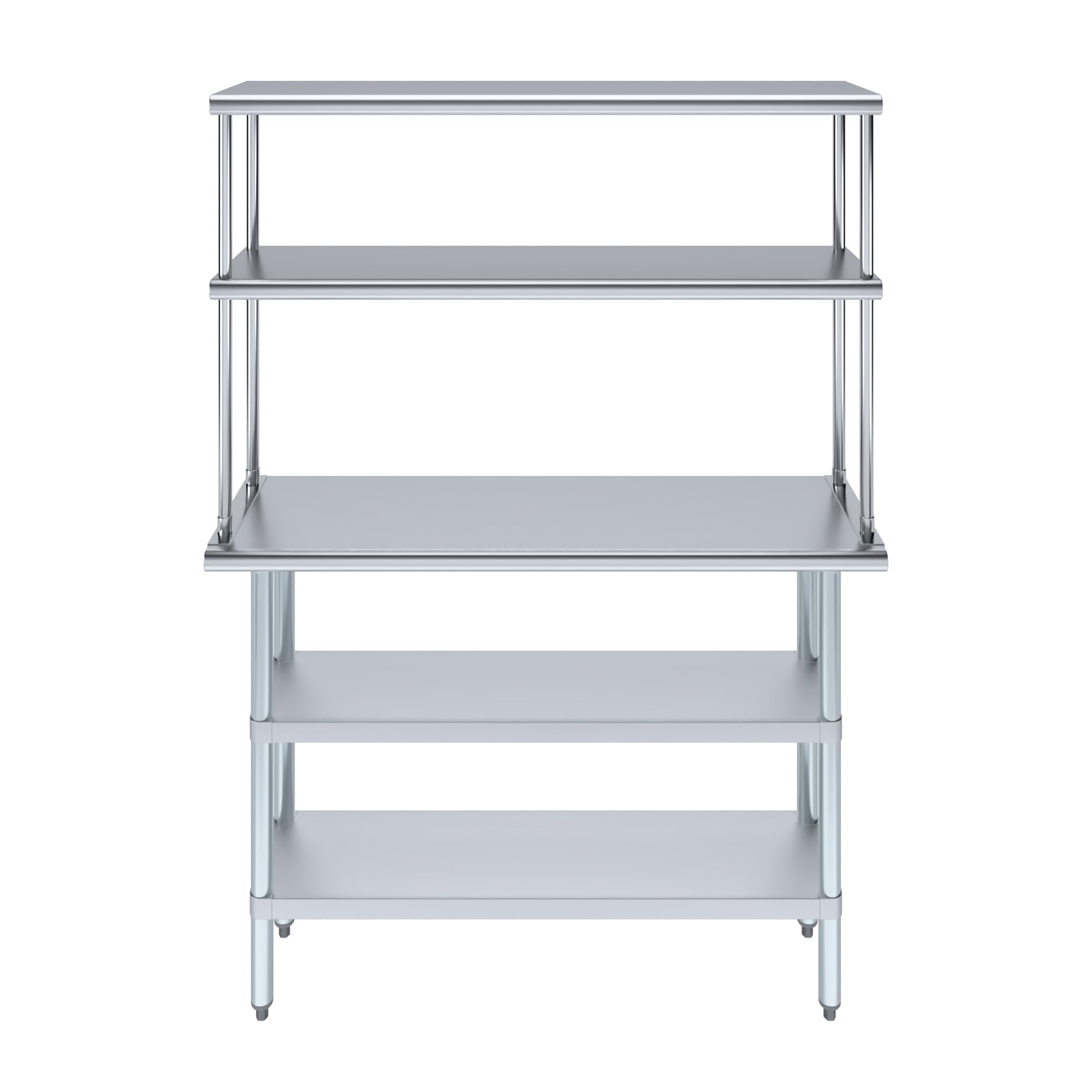 Amgood Stainless Steel Work Table with 2 Shelves | Heavy Duty Metal Kitchen Prep Table & Storage Shelving Combo (14