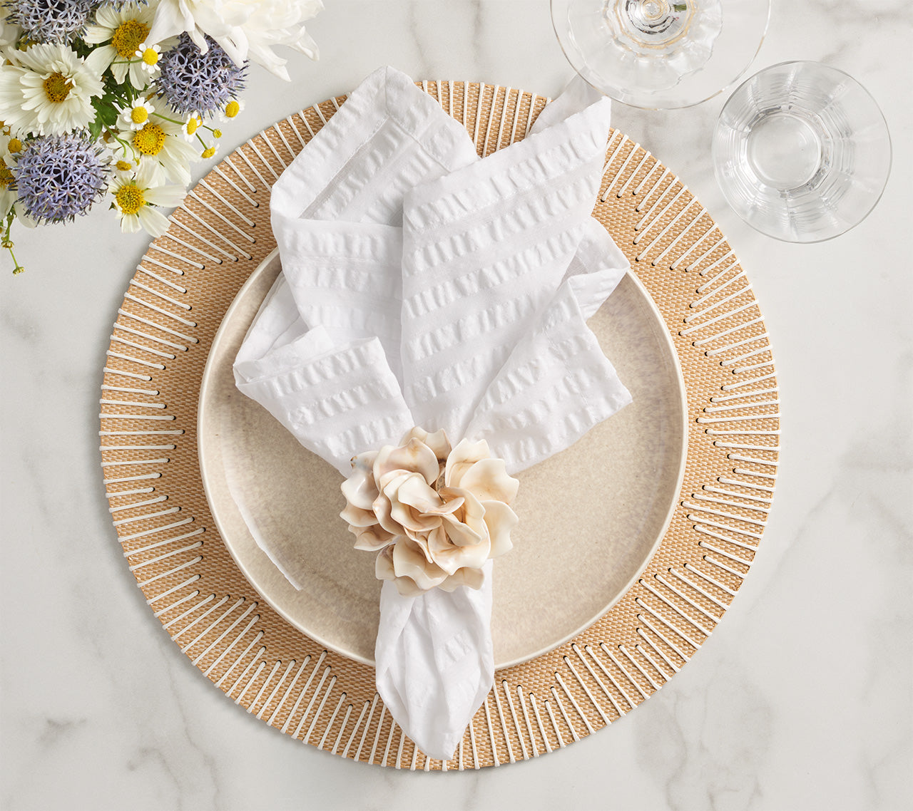 Ivory Dahlia Napkin Rings Set of 4 - Elegant Floral Tableware for Wedding, Dinner Party & Holiday Decor