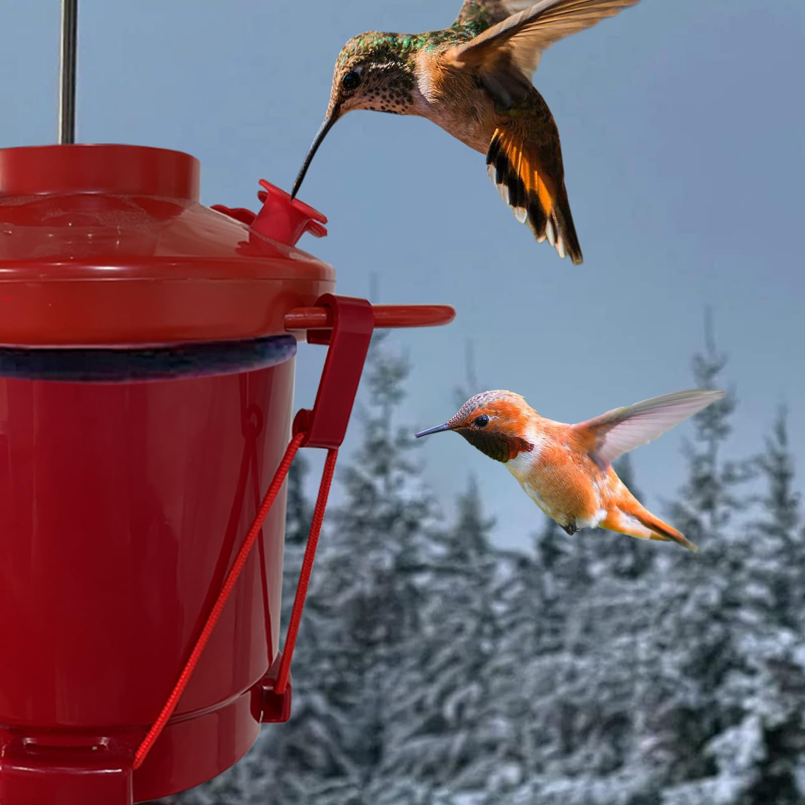 Hummingbird Feeder Heater for Freezing Outdoors - Attaches to Feeder Bottom - Red Bird Feeder Warmer for Backyard, Garden, Patio & Yard - Perfect for Winter Bird Feeding (Heater Only, No Feeder Included)