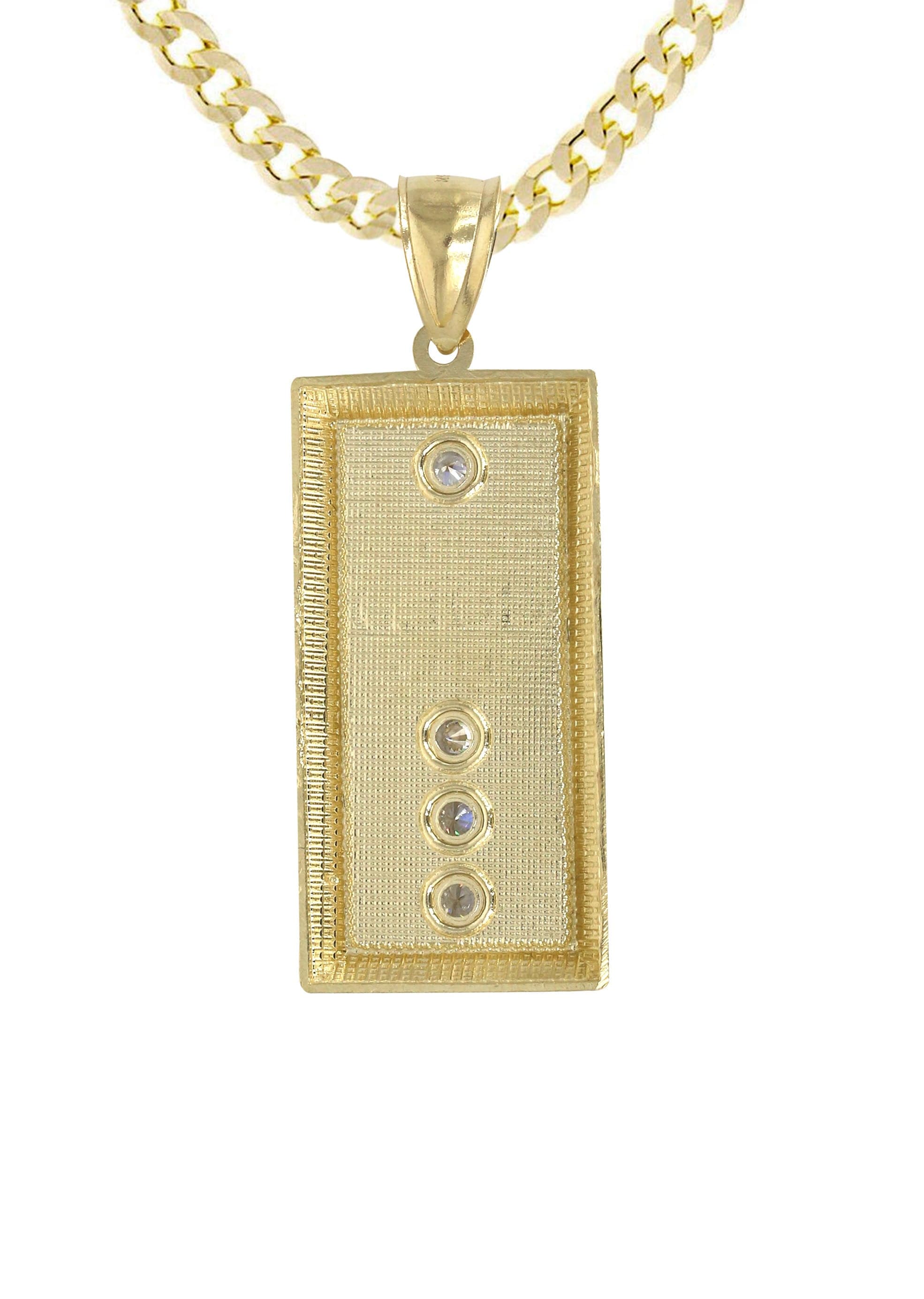 10K Yellow Gold Brick Necklace for Women - 15.1 Grams Solid Gold Pendant Chain - Elegant Layering Jewelry for Everyday Wear & Special Occasions