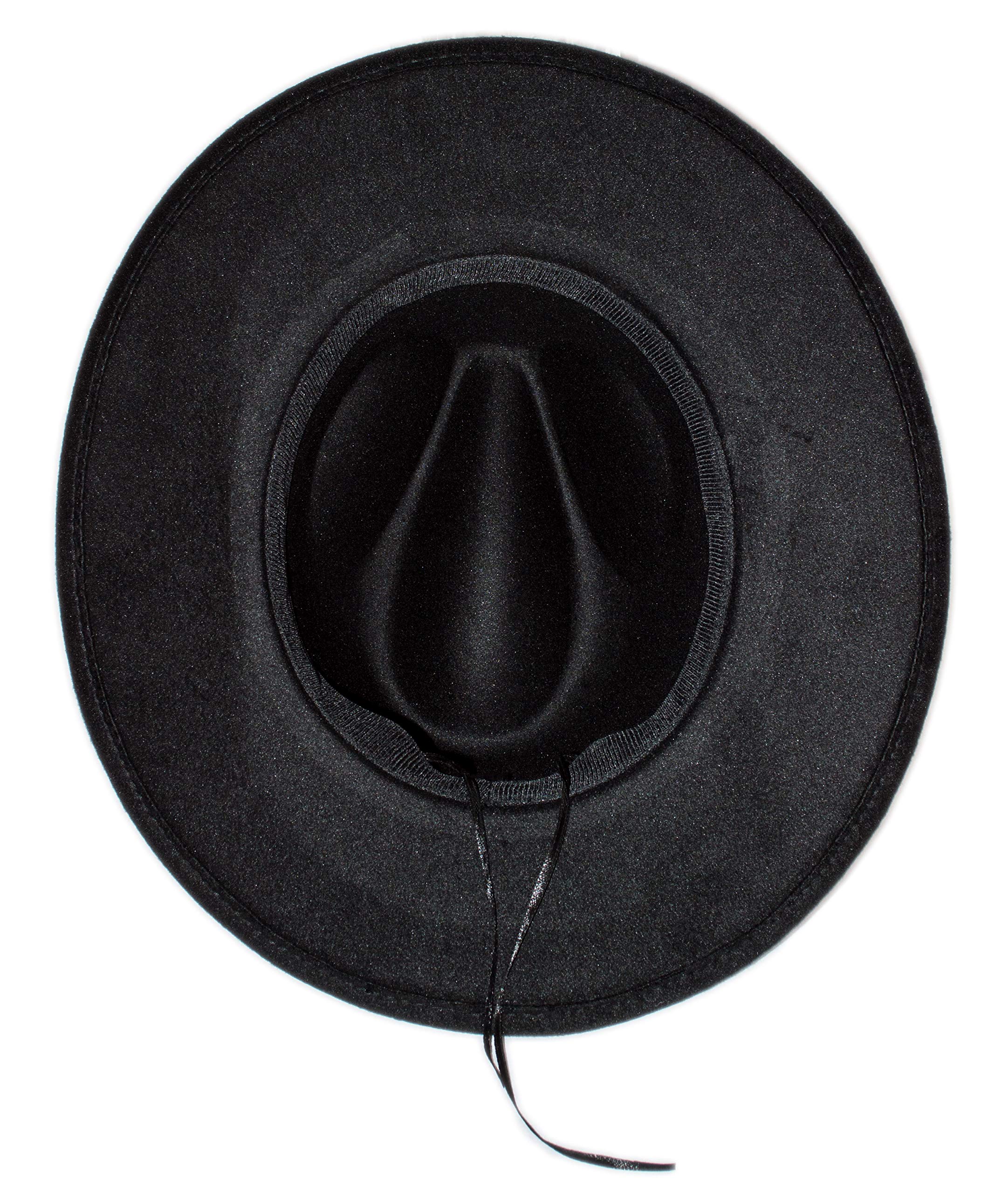Stylish Large Felt Flat Brim Rancher Panama Hat for Women & Men - Wide Brim Fedora with Matching Hat Band - Perfect for Outdoor, Beach, Country Music Festivals & Summer Fashion