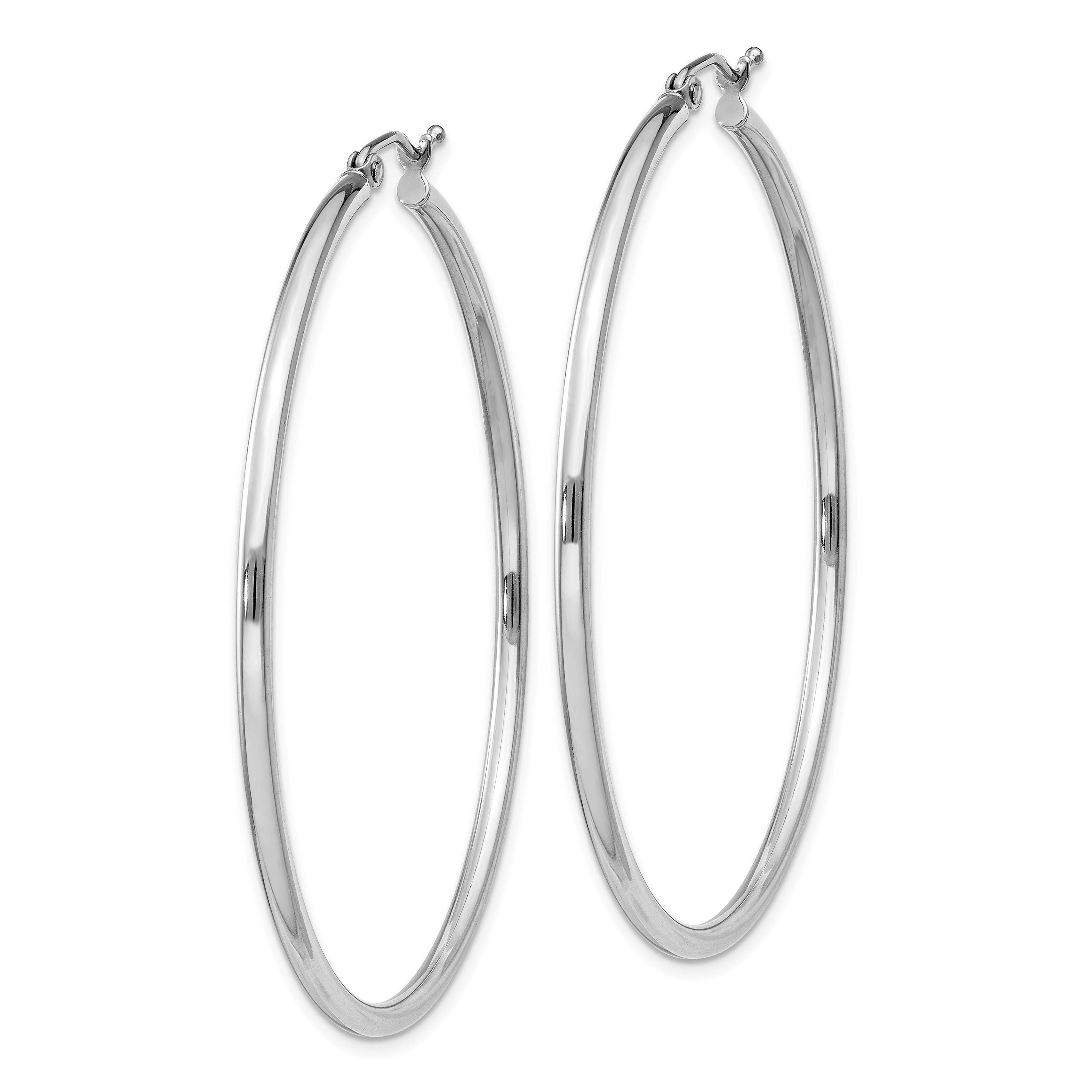 925 Sterling Silver 2mm Round Extra Large Hoop Earrings for Women - Hypoallergenic Fashion Jewelry - Perfect for Parties, Weddings & Everyday Wear