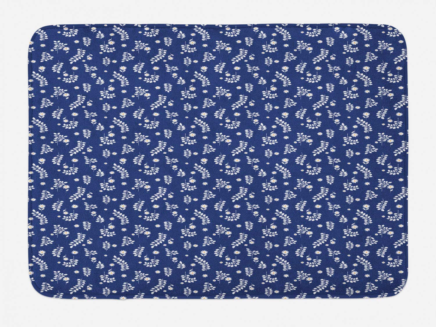 Ambesonne Non-Slip Floral Bath Mat - Silhouette Flower & Leaf Design, Plush Bathroom Rug, 30.2