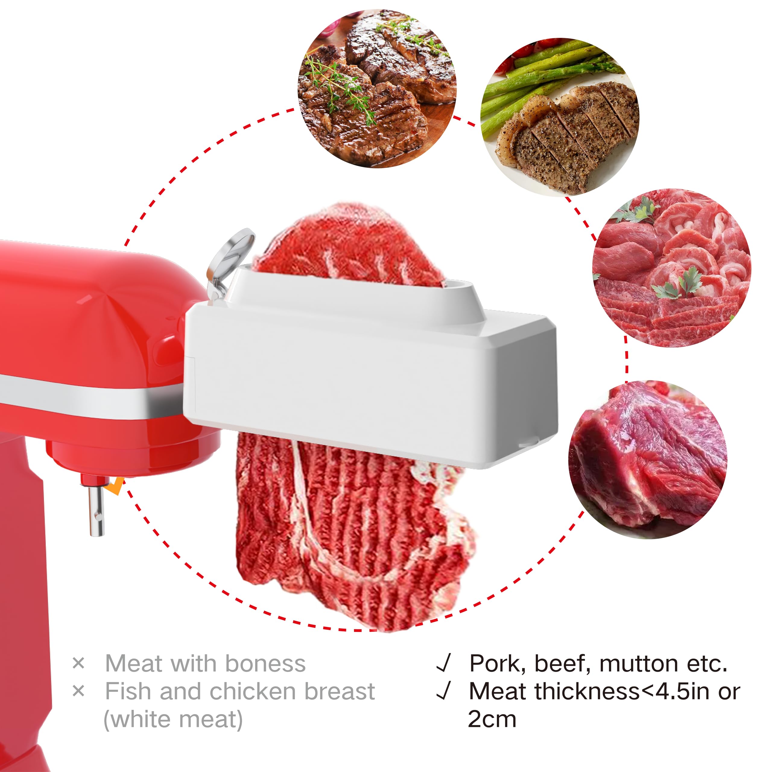 Premium Stainless Steel Meat Tenderizer Attachment - Compatible with KitchenAid & Cuisinart Stand Mixers - Durable Mixer Accessory for Effortless Meat Preparation - Perfect for Home Chefs & Meal Prep Enthusiasts