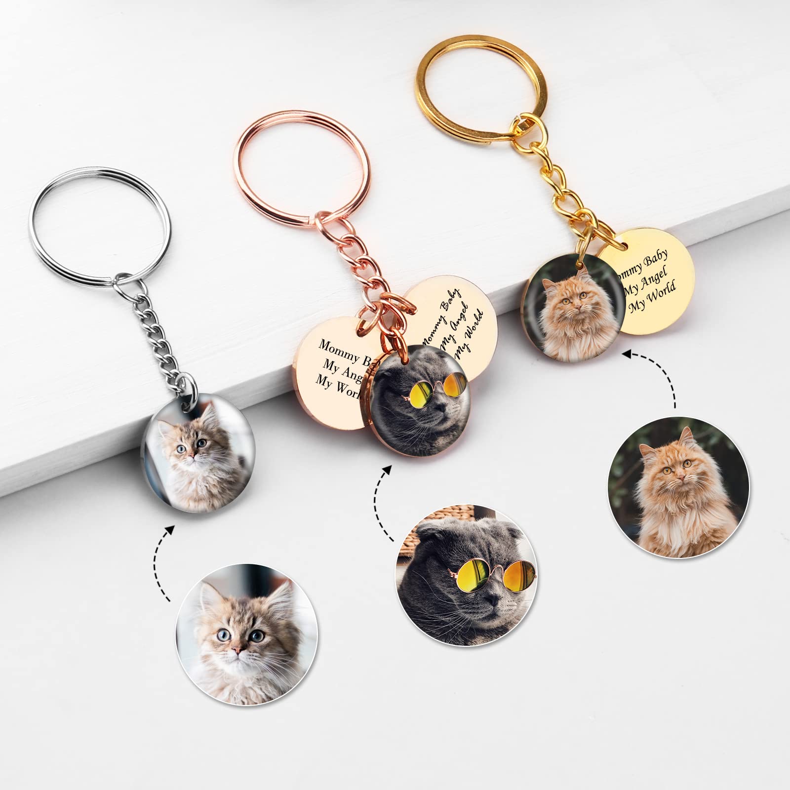 Custom Round Photo Dog Keychain - Personalized Pet Memorial Gift for Dog Moms & Animal Lovers | Perfect for Keyrings, Pet Loss Remembrance, and Unique Pet Owner Gifts