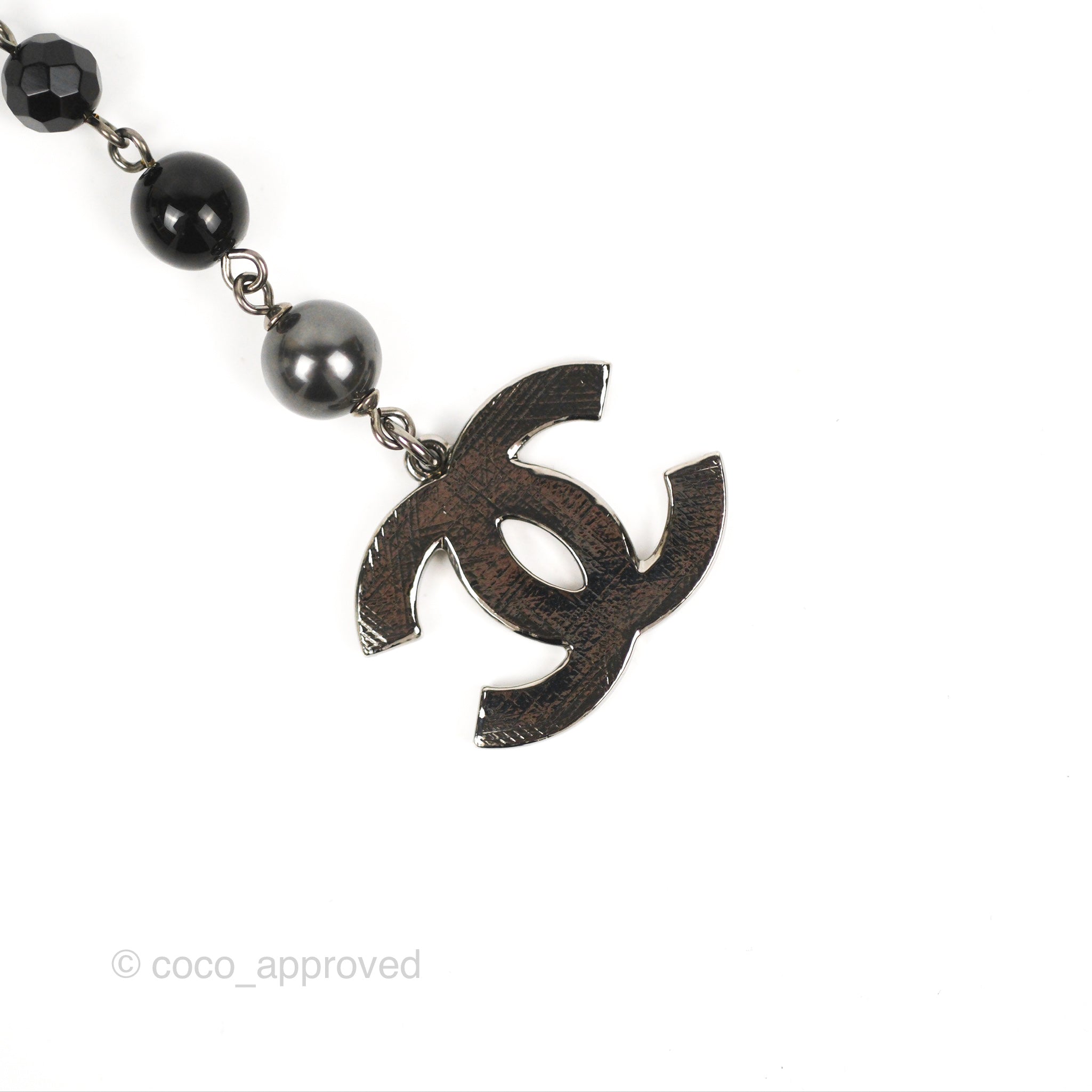 Chanel CC Bead Pendant Bracelet in Gun Metal Tone - 10V | Luxury Fashion Jewelry for Women, Perfect for Parties, Weddings & Special Occasions