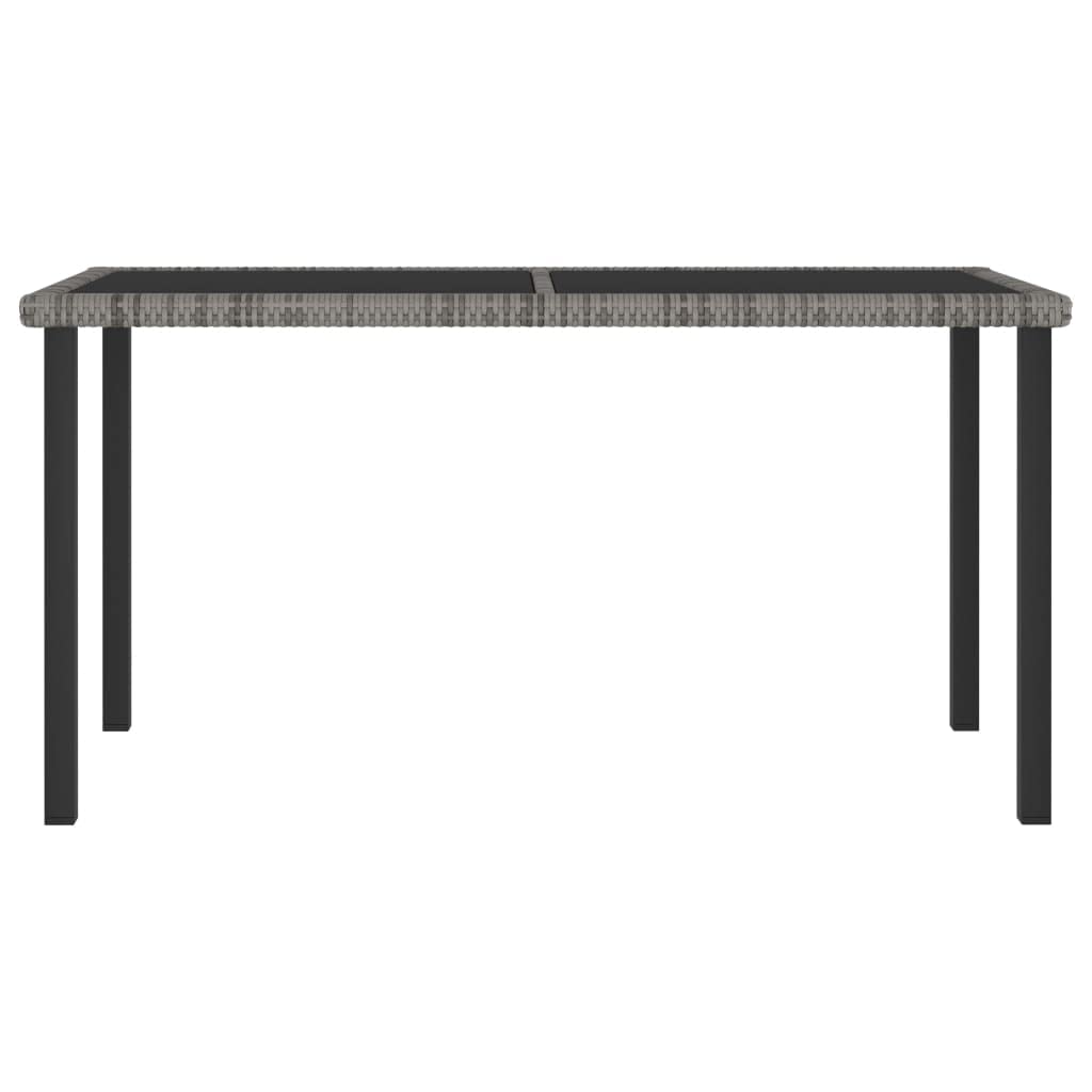 SKM 55-inch Outdoor Patio Dining Table with Gray Poly Rattan - Weather-Resistant Round Table for Garden, Backyard, Poolside & Balcony (55.1