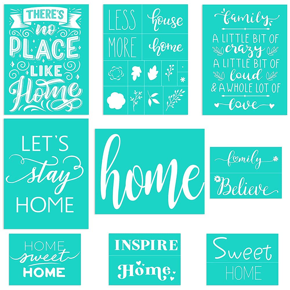 9PC Washable Reusable Chalk Stencils for Silk Screen Painting - Self-Adhesive Mesh Transfers for Home Decor, DIY Crafts & Chalkboard Art | Perfect for Parties, Weddings & Classroom Projects