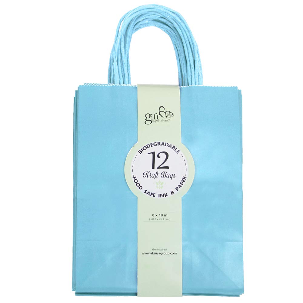 Premium Kraft Paper Bags - Medium Size (360 Count) Light Blue - Eco-Friendly Packaging for Retail, Gifts & Party Favors