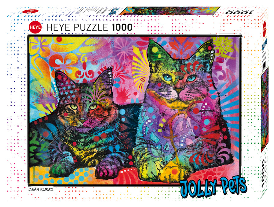 Heye 1000-Piece Jigsaw Puzzle - Jolly Pets Devoted 2 Cats - Fun Family Activity & Home Decor for Puzzle Lovers, Cat Enthusiasts, and Relaxation Time