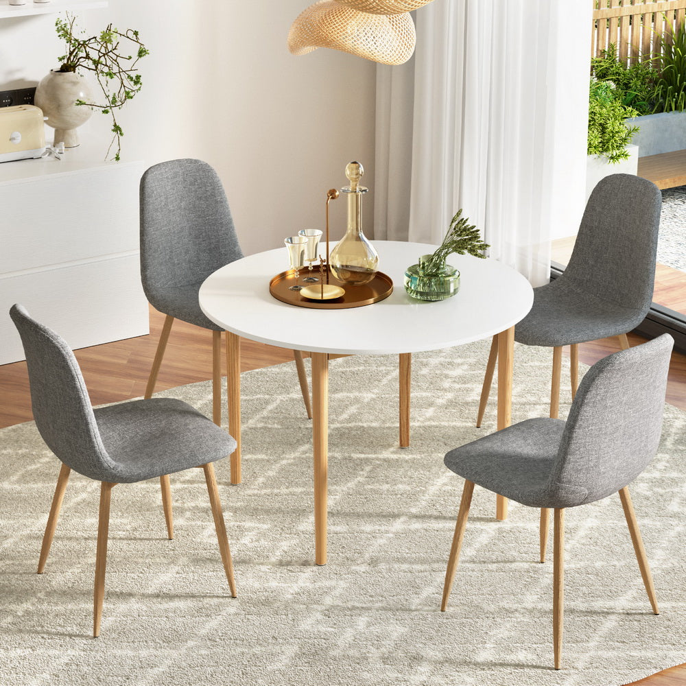 Artiss 5-Piece Dining Table Set with 4 Chairs - Modern White & Grey Kitchen Table for Small Spaces - Perfect for Breakfast Nook, Apartment Dining, and Family Gatherings