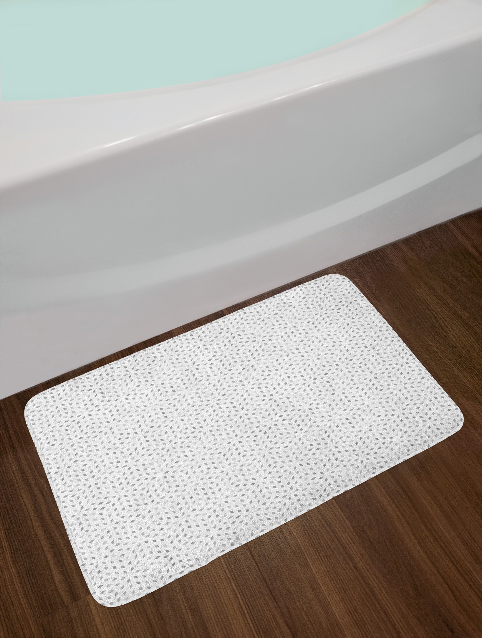 Ambesonne Non-Slip Plush Bath Mat - Futuristic Grey and White Optical Illusion Design, 30.2