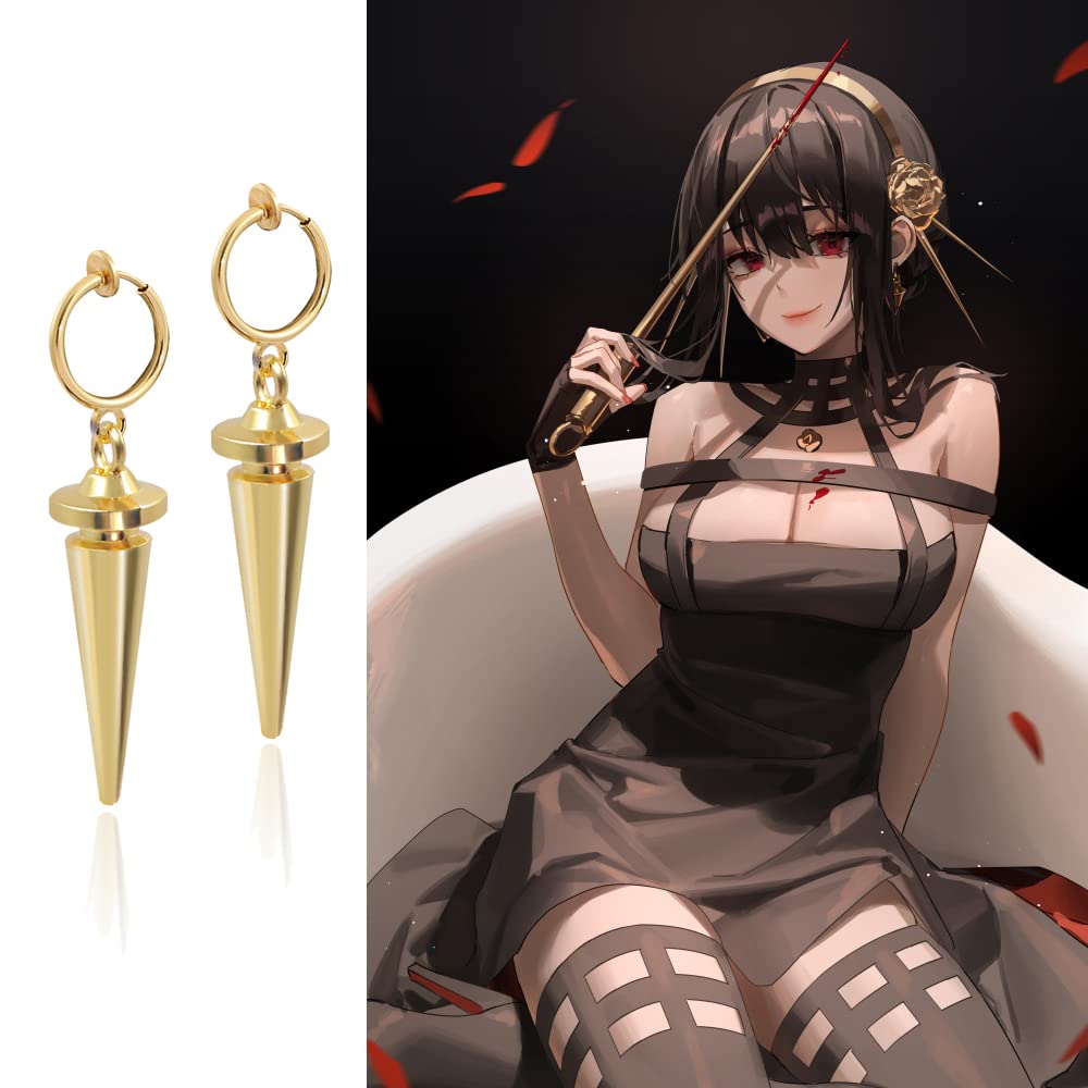 S-FAMILY Yor Forger Anime Cosplay Earrings - Stylish Dangle Drop Clip-On Earrings for Women - Perfect Jewelry Gift for Anime Fans & Cosplay Enthusiasts - Great for Halloween, Cosplay Events, and Anime Conventions