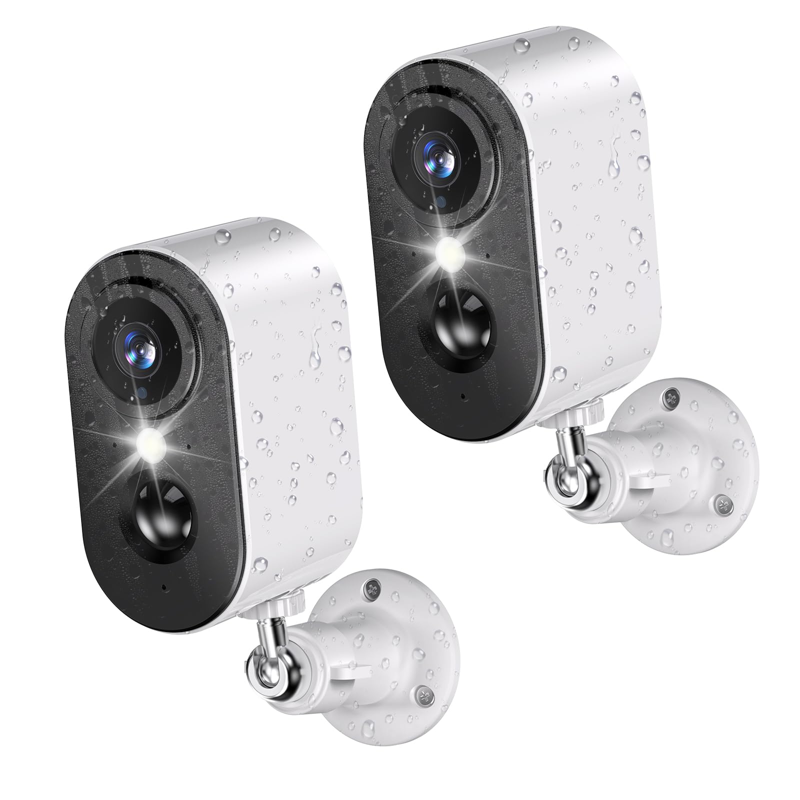 LIWAN Wireless Outdoor Security Cameras 2-Pack - 2K HD Battery Powered WiFi Surveillance Cameras with Color Night Vision, PIR Motion Detection, Weatherproof, Cloud & Local Storage - Ideal for Home Security, Baby Monitoring & Property Protection