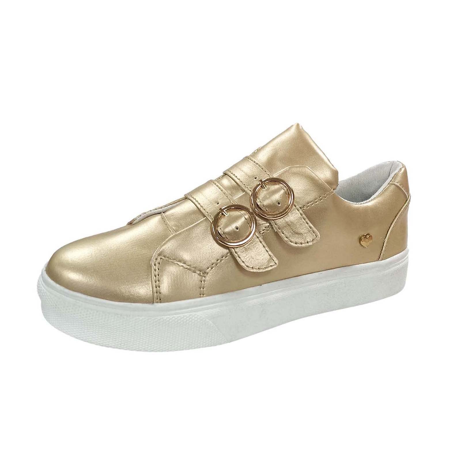 Women's Fashion Slip-On Sneakers - Wedge Platform Athletic Shoes in White & Black | Comfortable Casual Skate & Golf Shoes with Buckle Design | Perfect for Walking, Work, Gym & Everyday Wear