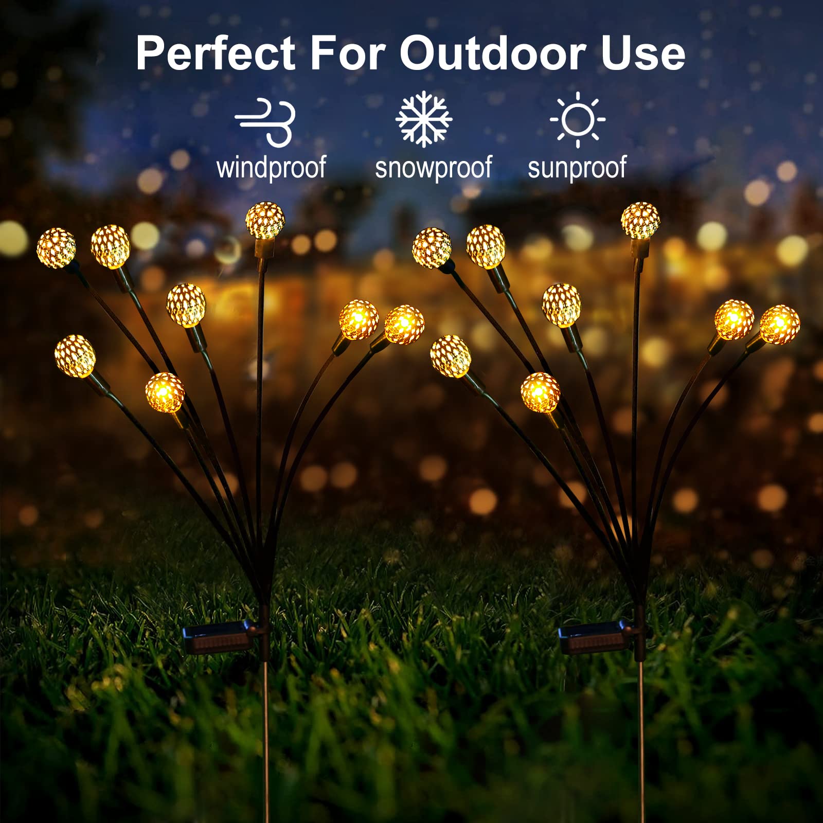 ANGMLN Solar Firefly Lights - Waterproof Outdoor Christmas Decorations for Garden, Yard, Patio & Pathway | Energy-Efficient Solar Powered LED String Lights | Perfect Holiday Gift for Family & Friends | Create Magical Ambiance for Parties, Weddings & Festive Celebrations