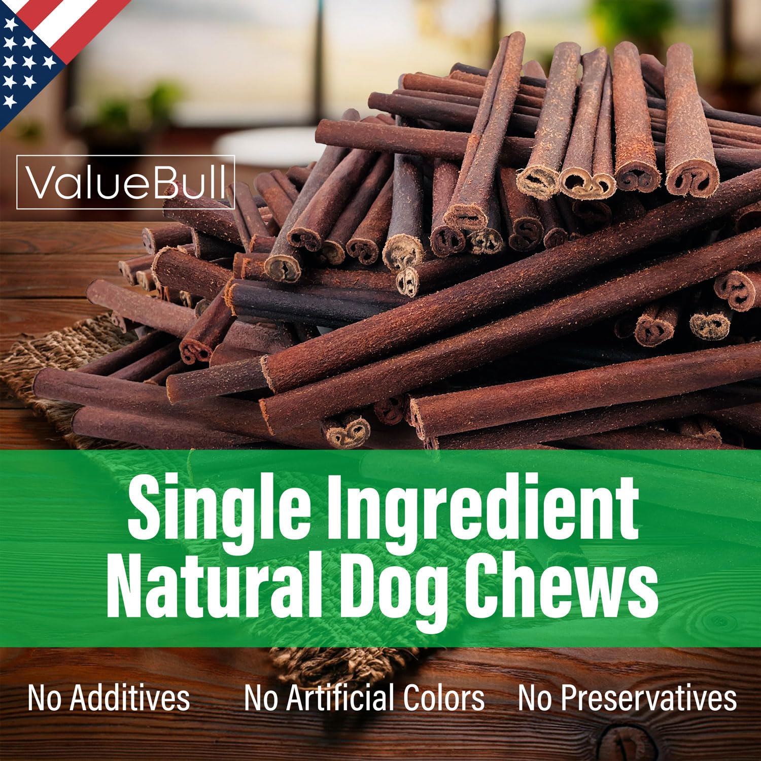 ValueBull USA 12-Inch Thick Collagen Sticks for Dogs - Natural Single Ingredient Chews, Long-Lasting Bully Stick & Rawhide Alternative (50 Count Bulk Pack) | Supports Hip & Joint Health, Promotes Healthy Skin & Coat - Perfect for Training, Teething, and Dental Care